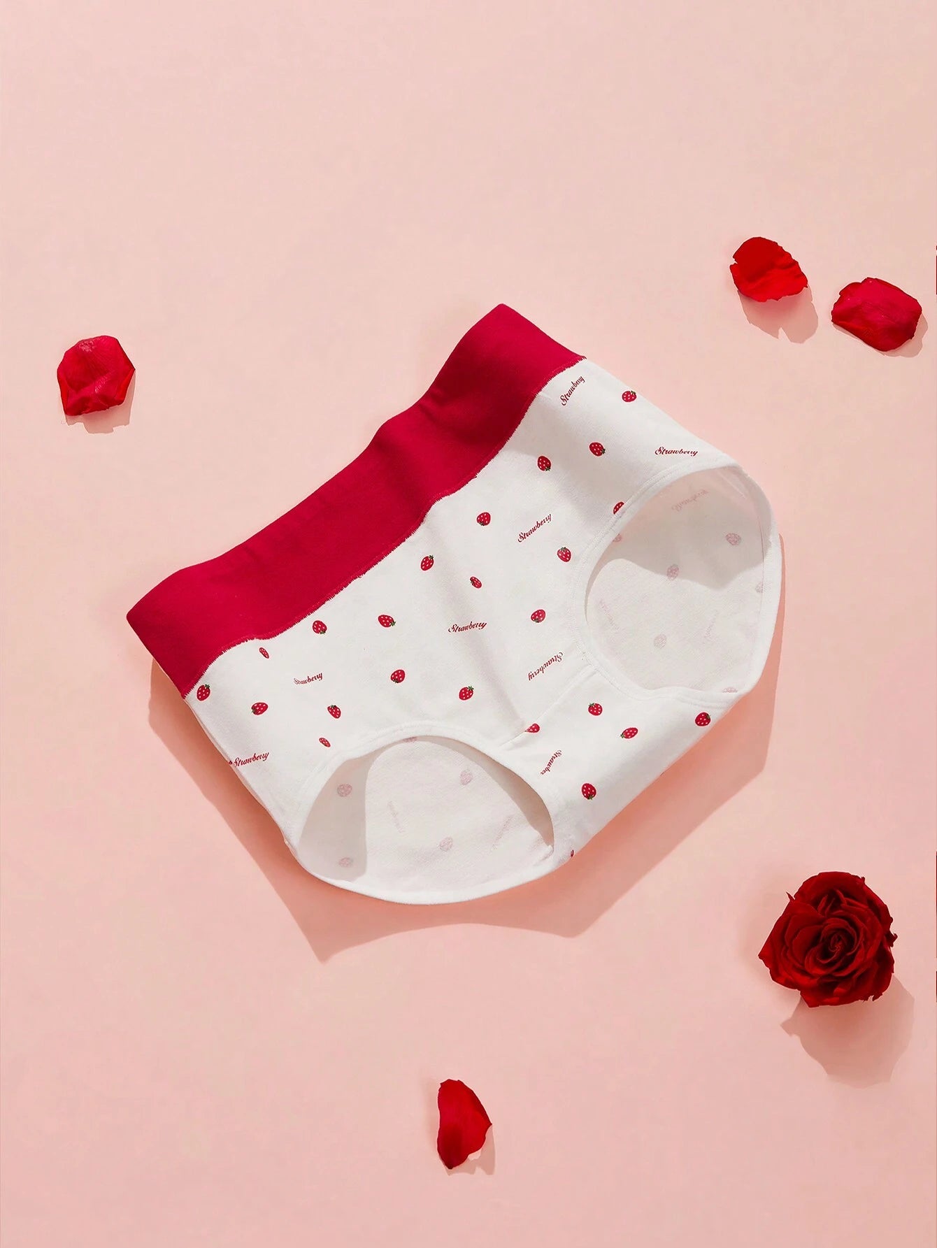 3pcs Strawberry Print High Waisted Seamless Panties