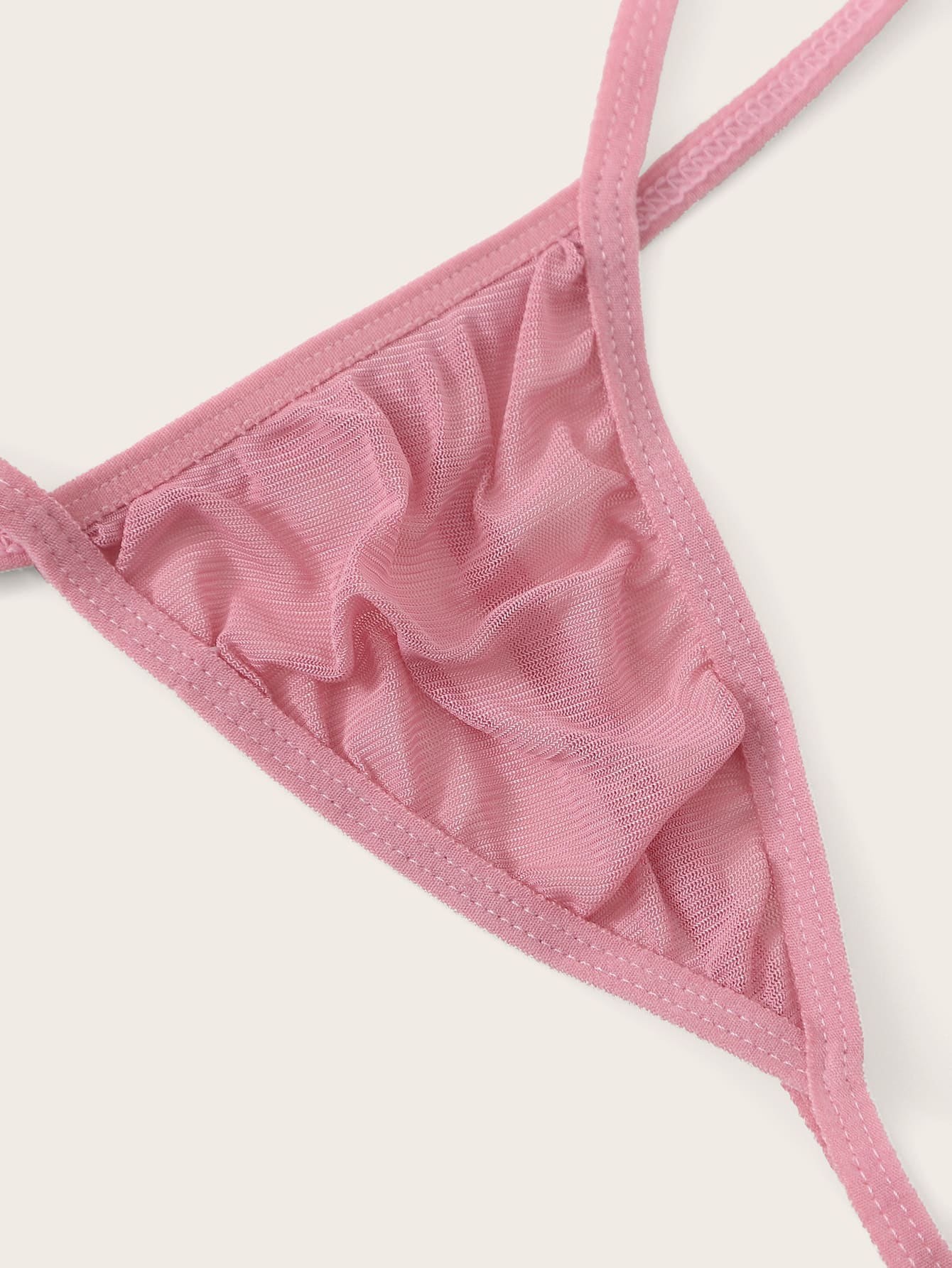 Contrast Lace Mesh Halter Slips With Thong