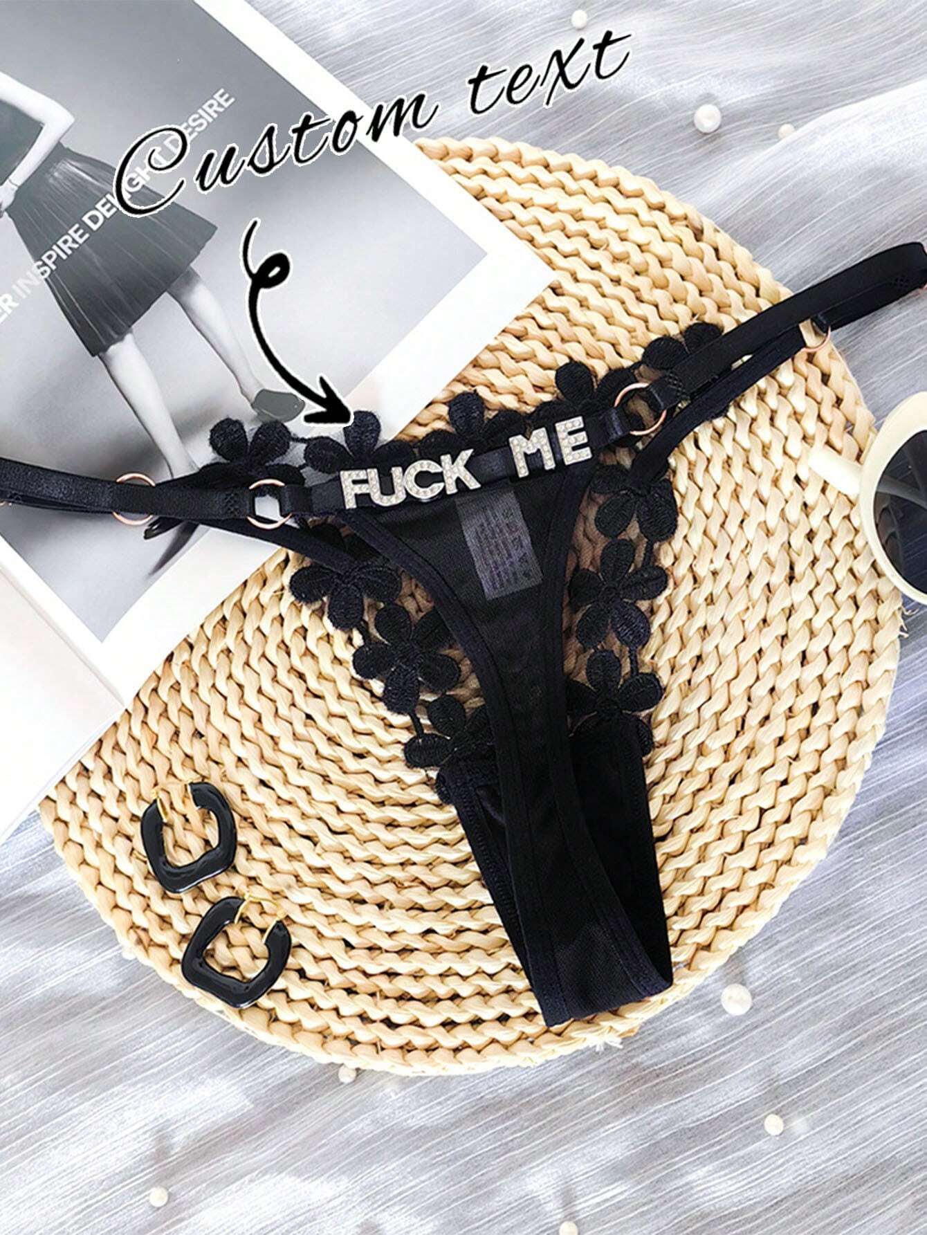 Europe And The United States Custom Underwear Girl Sweet Embroidery Princess Mesh Thong