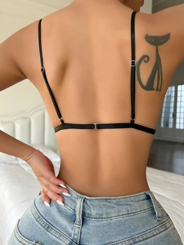 PU Leather Backless Bra