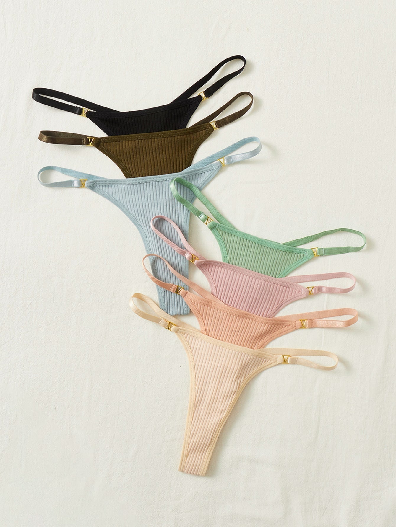 7pack Ribbed Knit Thong