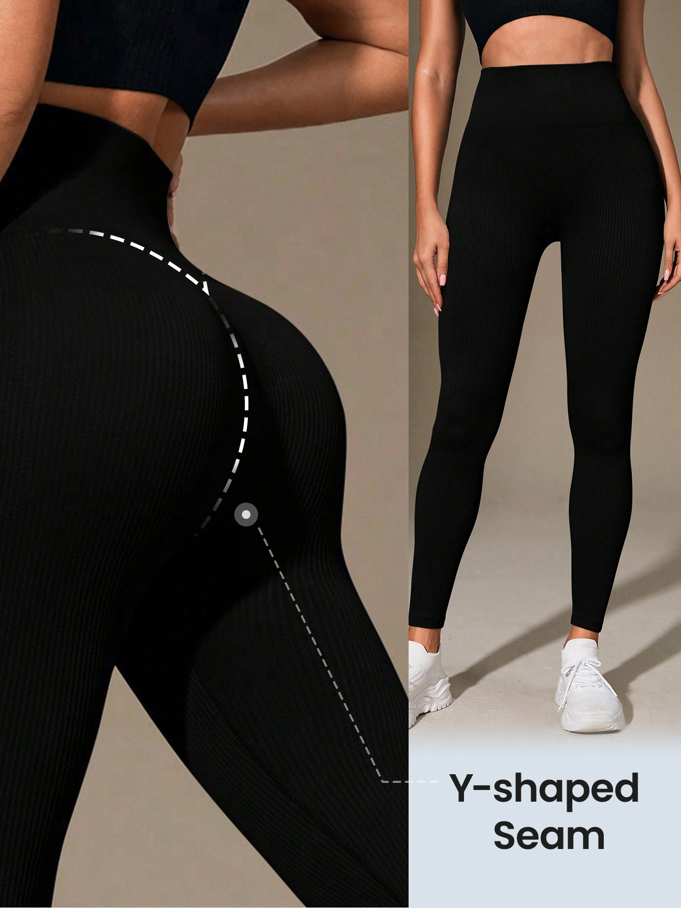 Yoga Basic Solid Wideband Waist Sports Leggings