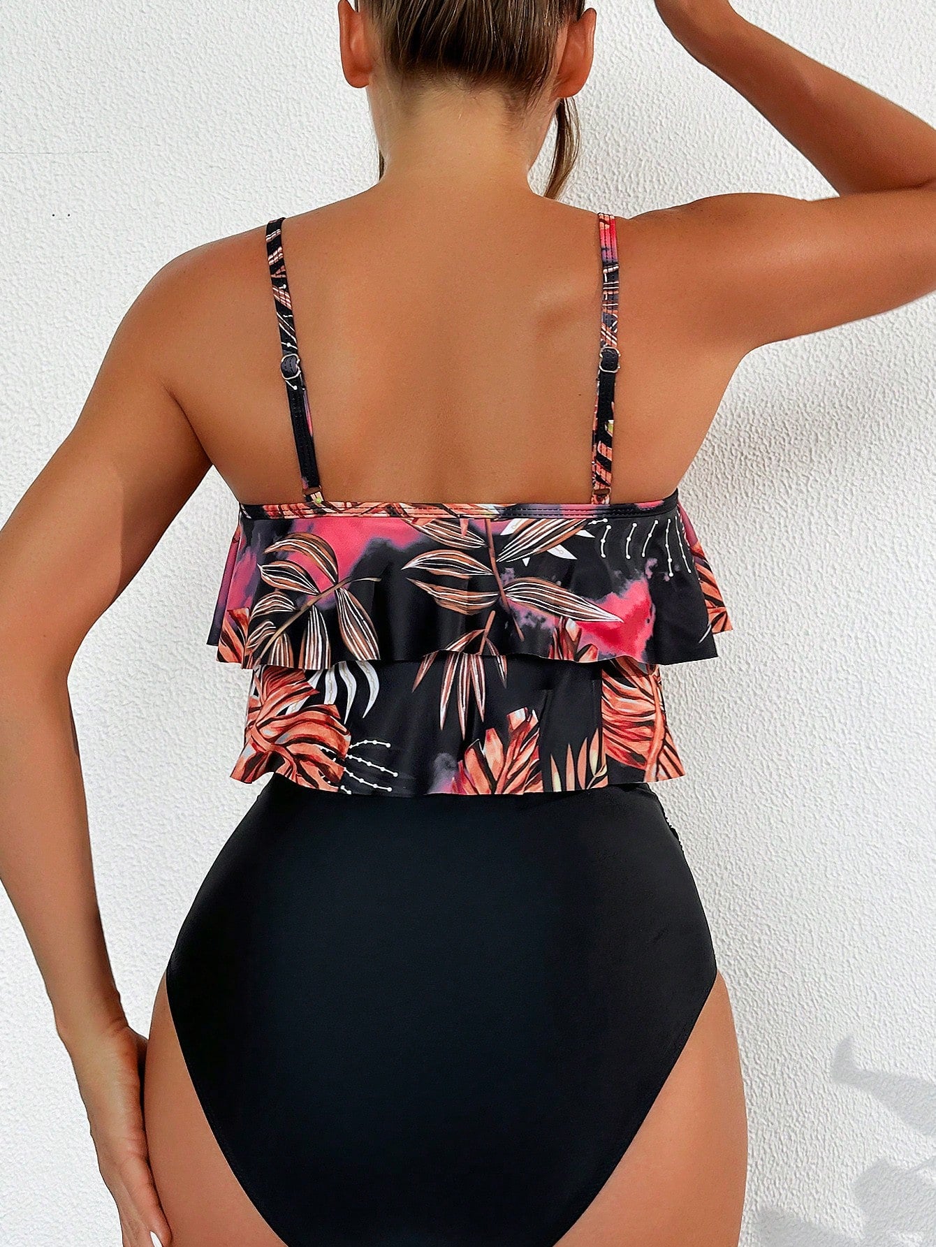 SHEIN Swim Vcay Ruffle Hem Ruched Bikini Swimsuit