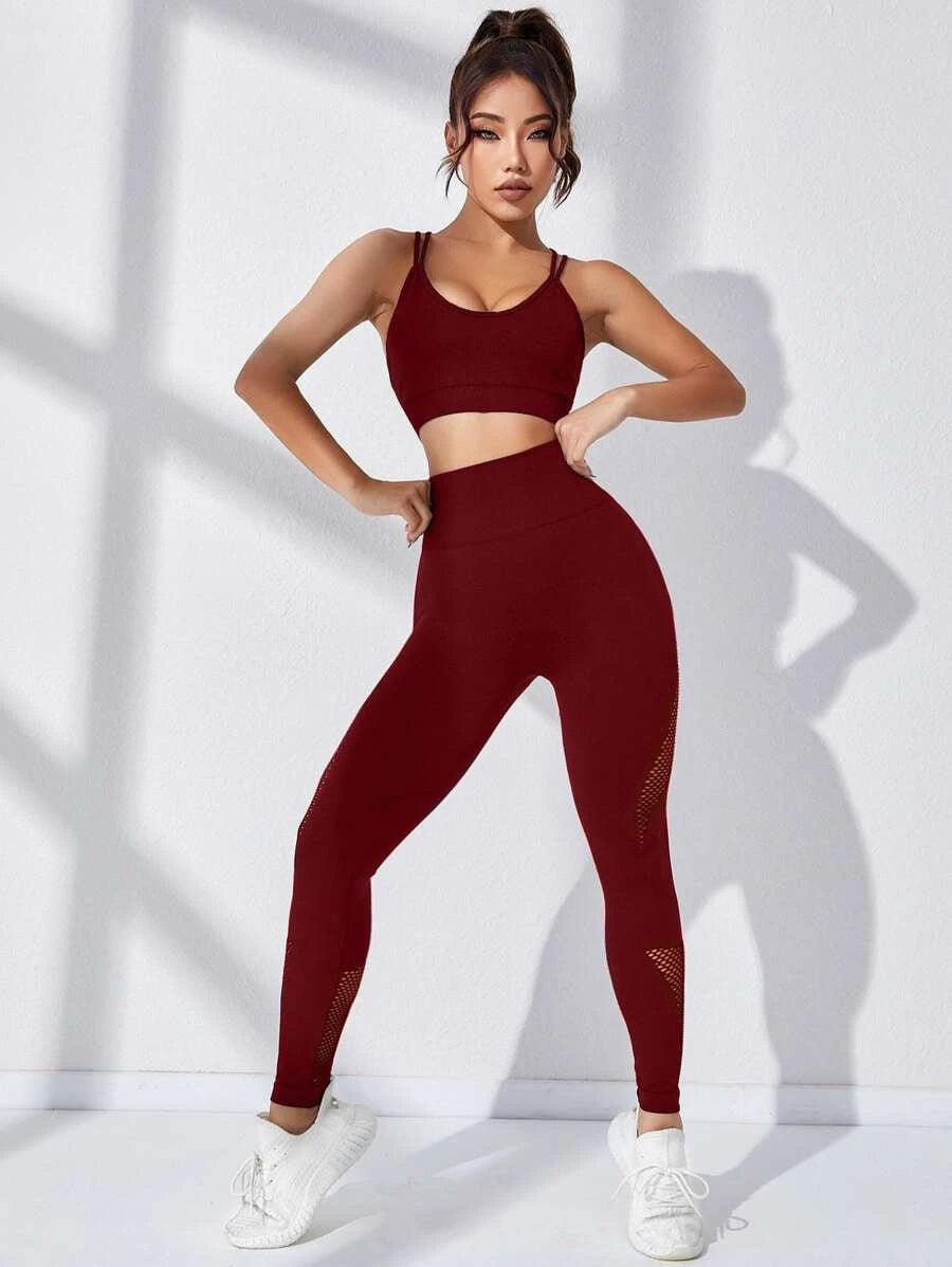 Strappy Back Scrunch Butt Hollow Out Sports Set