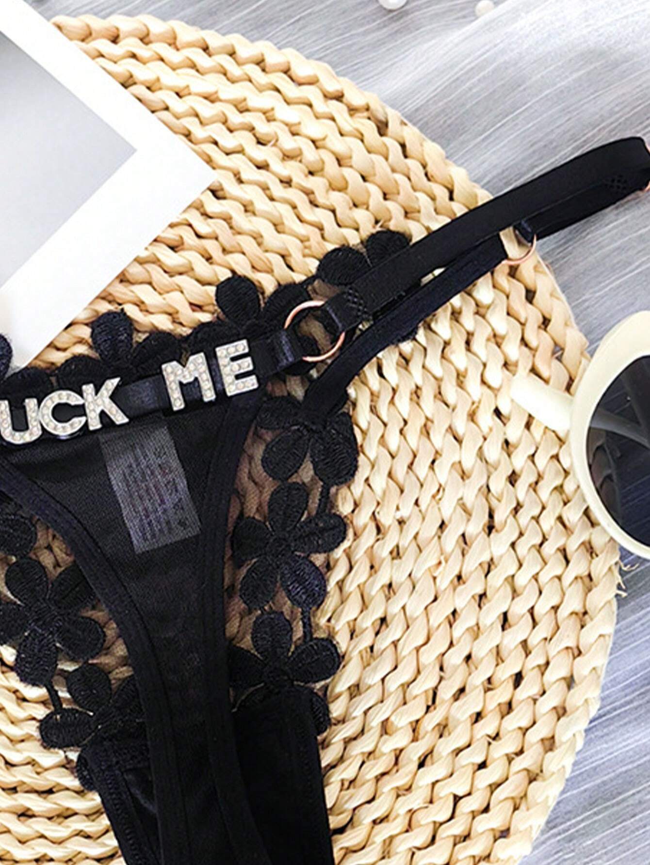 Europe And The United States Custom Underwear Girl Sweet Embroidery Princess Mesh Thong