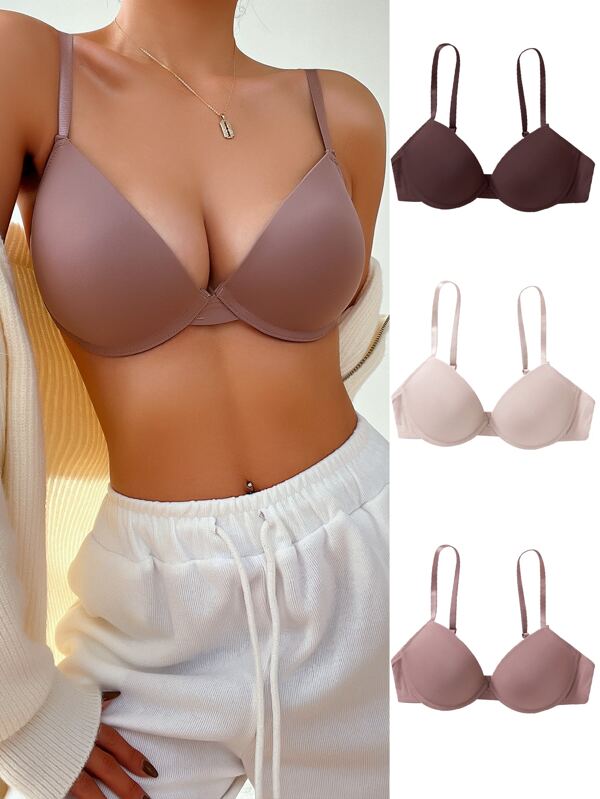3pack Solid Underwire Bra Set