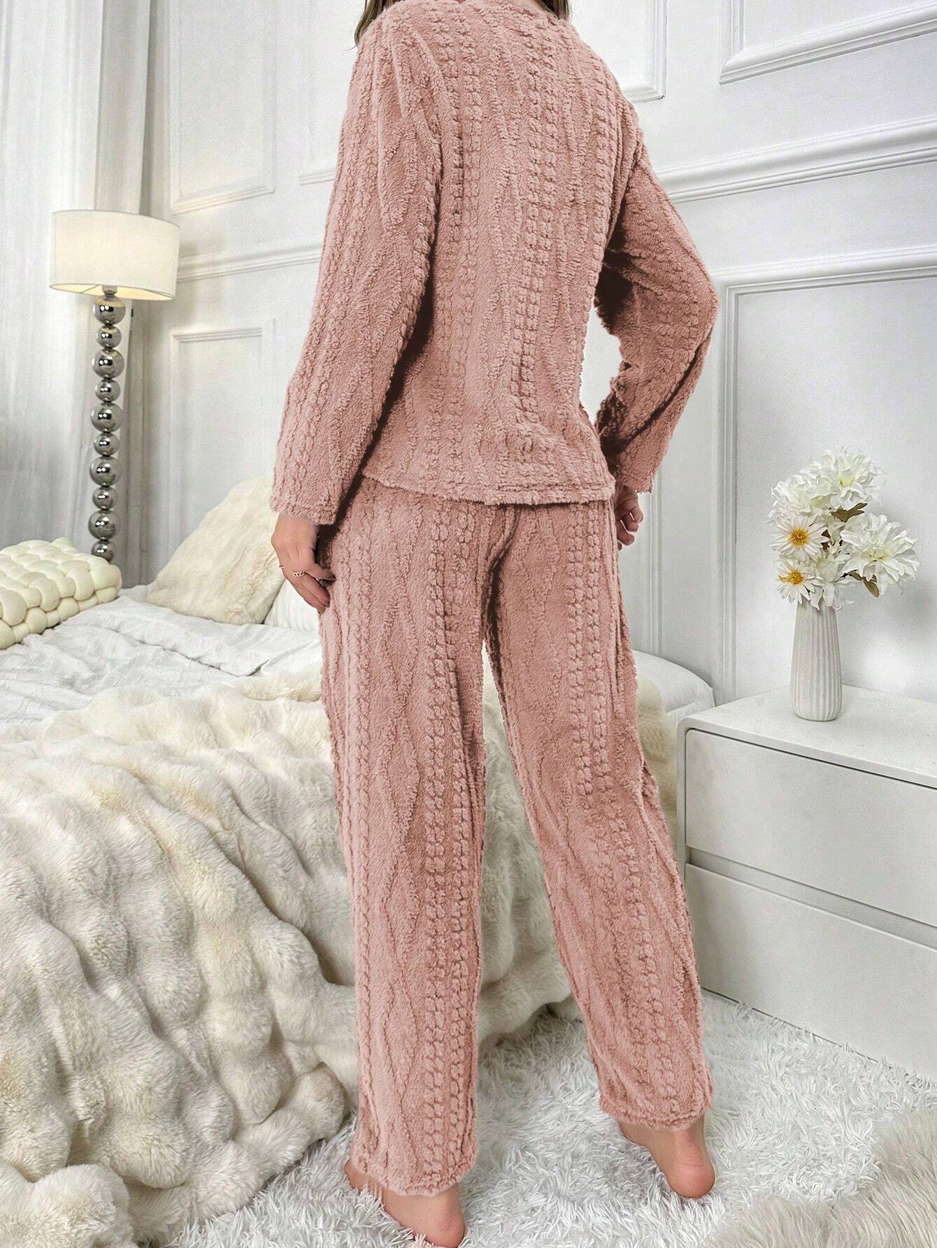 Bear Patched Flannel PJ Set / Pajama Set
