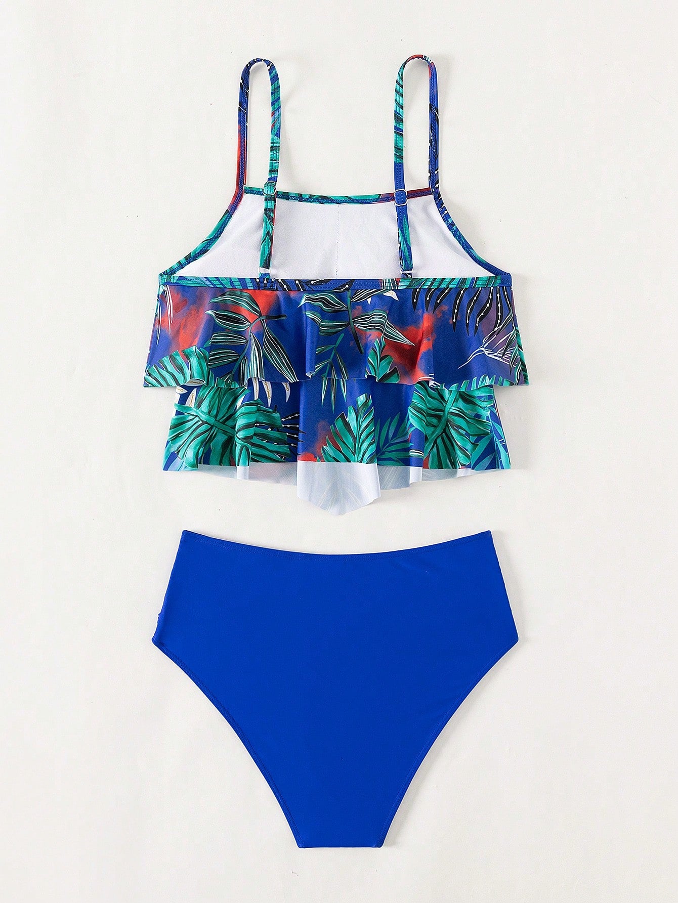 SHEIN Swim Vcay Ruffle Hem Ruched Bikini Swimsuit