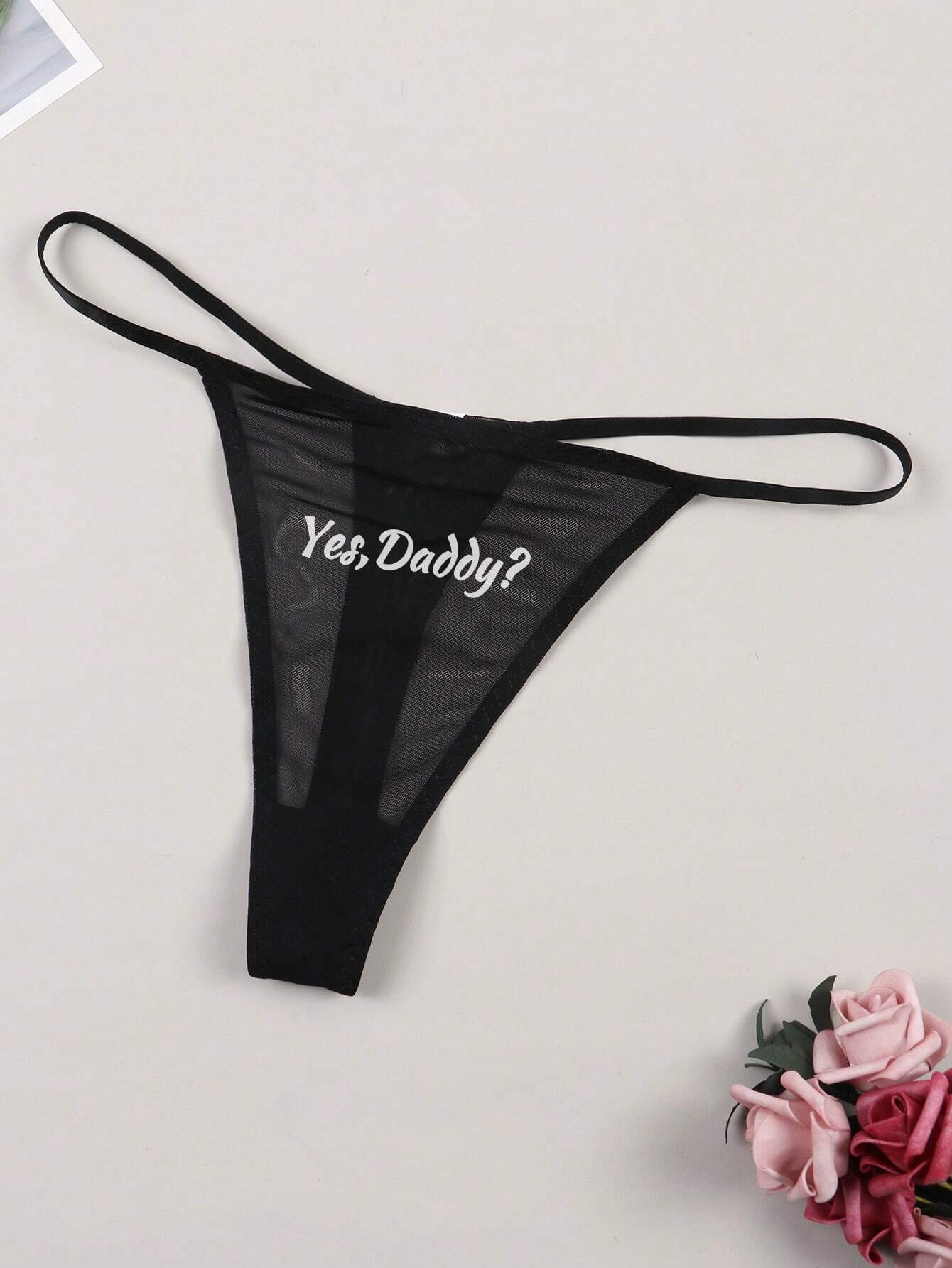 Women's Sexy Lace English Letter Breathable Thong