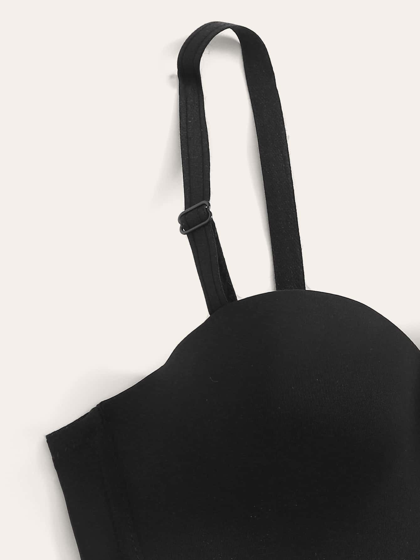 Solid Adjustable Strap Demi Bra