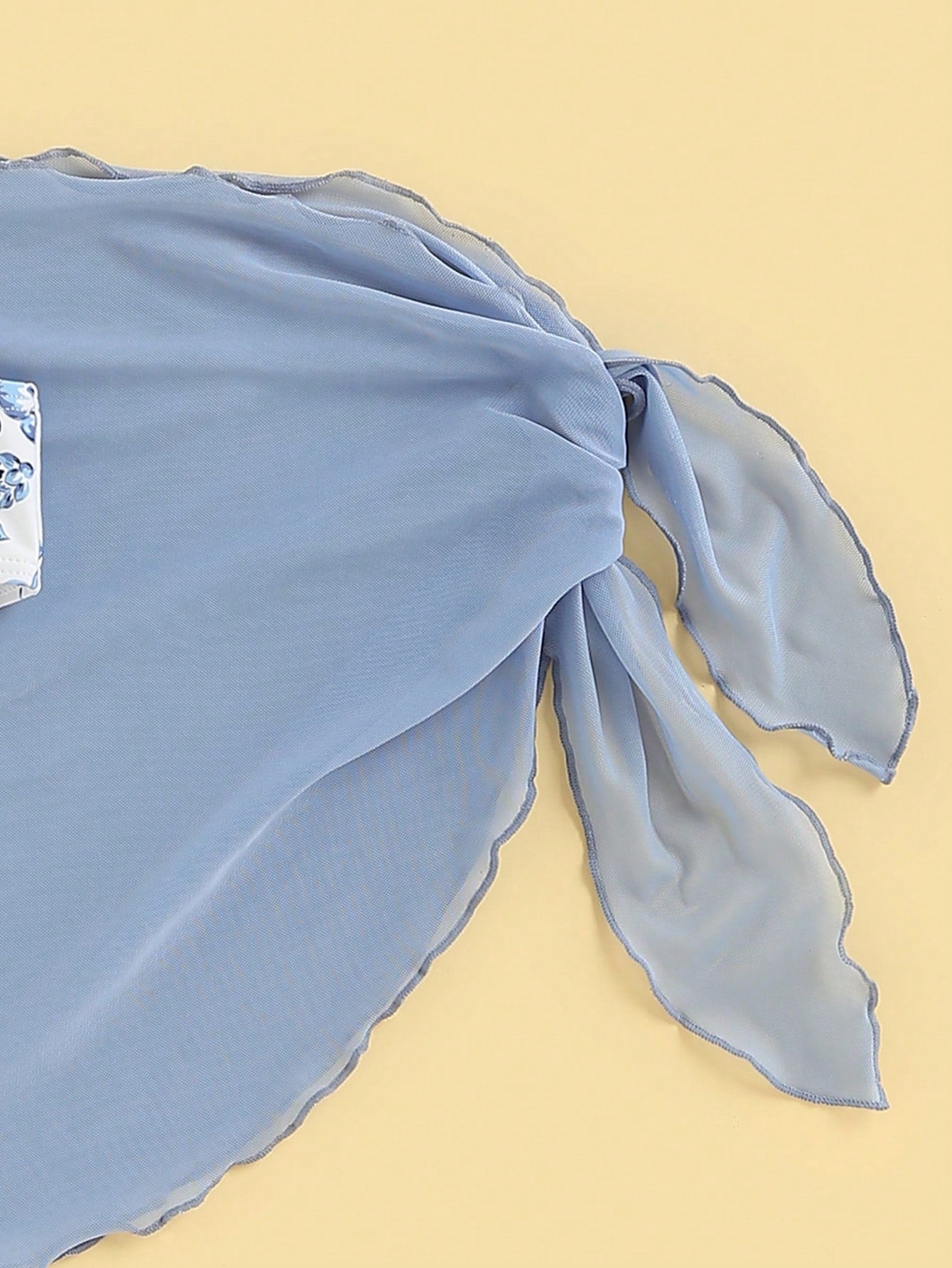 SHEIN Swim Mod Floral Print Halter Triangle Bikini Swimsuit With Beach Skirt