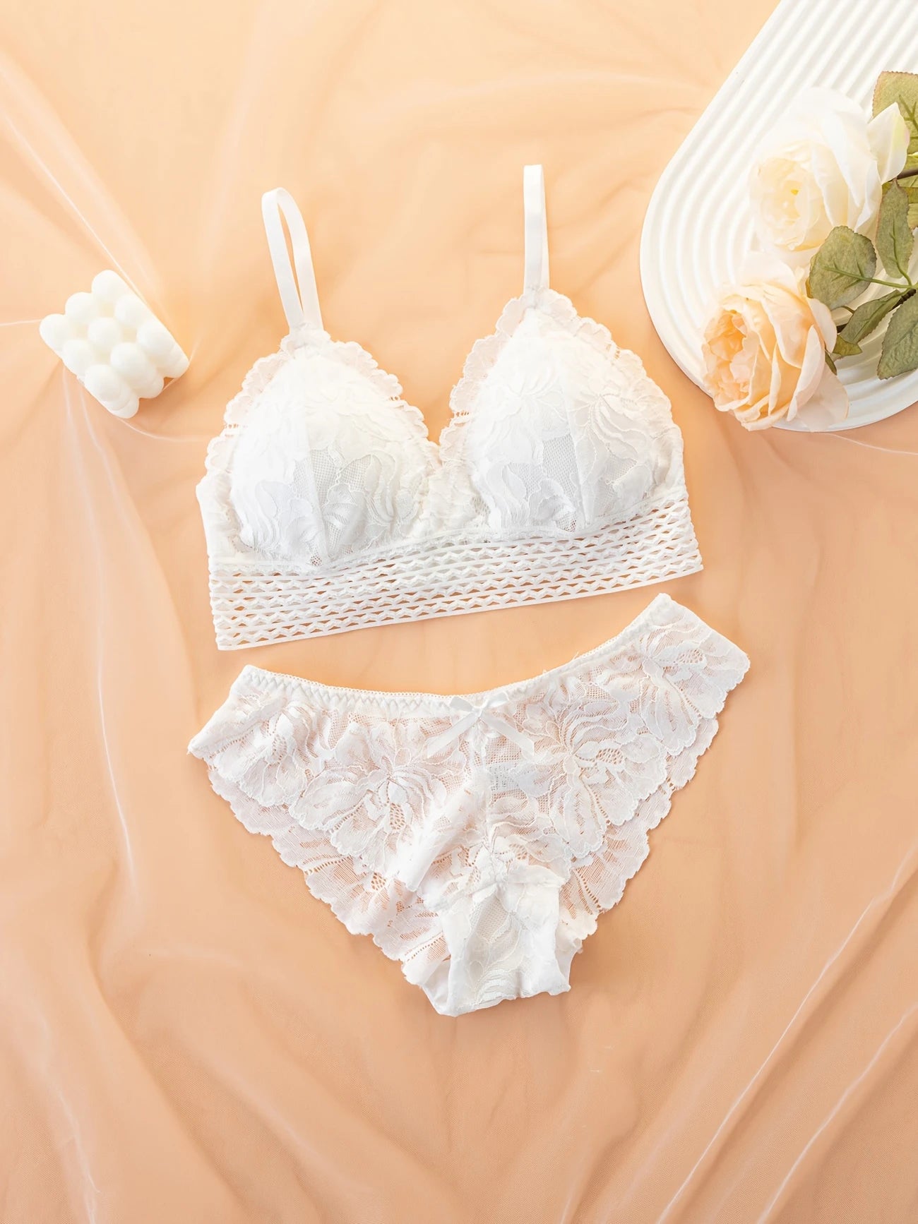 3 Set Solid Lace Elegant Bra & Panty