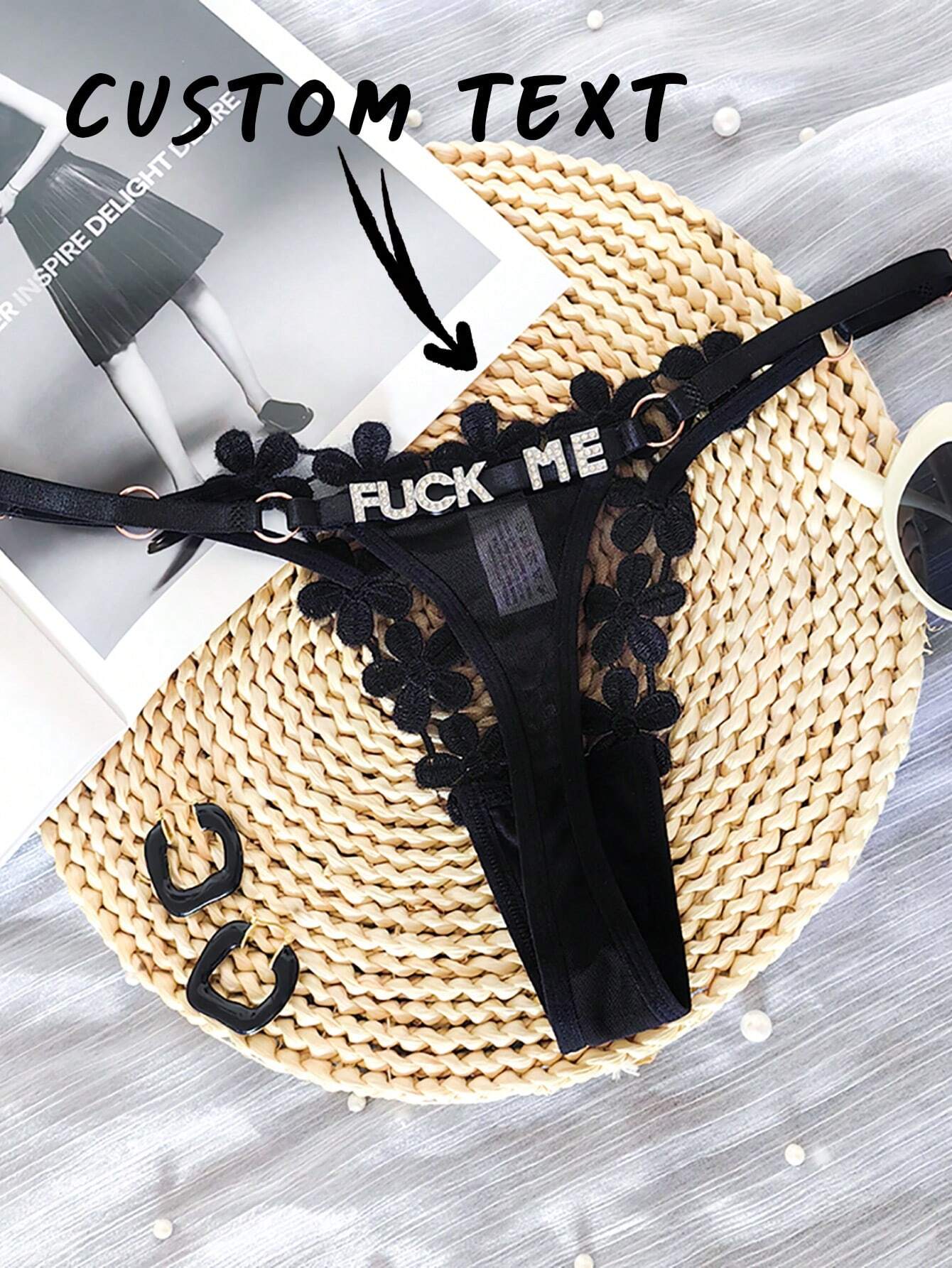 Custom Thong G-Strings With Gold Charms Name Personalized Charm Thong