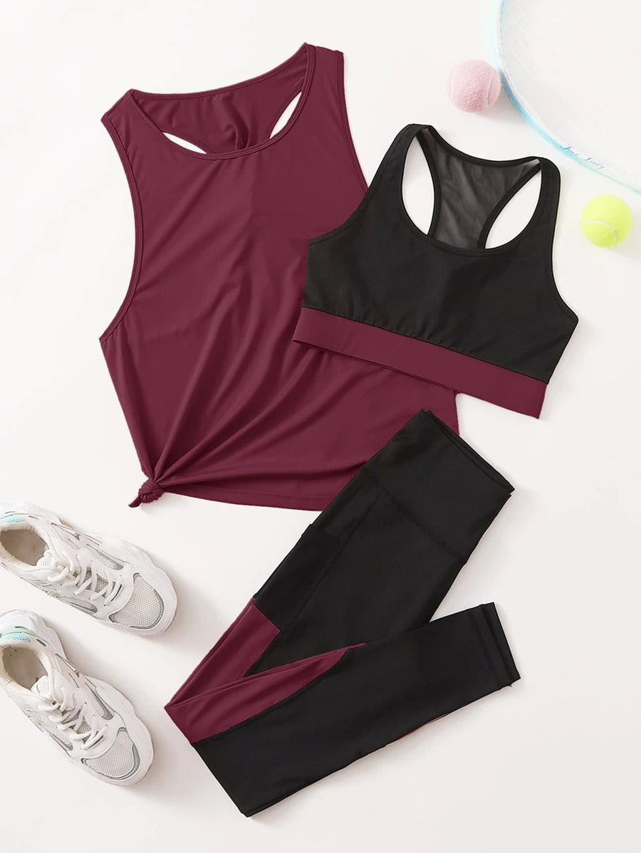 3pcs Colorblock Sports Set Multicolor 4