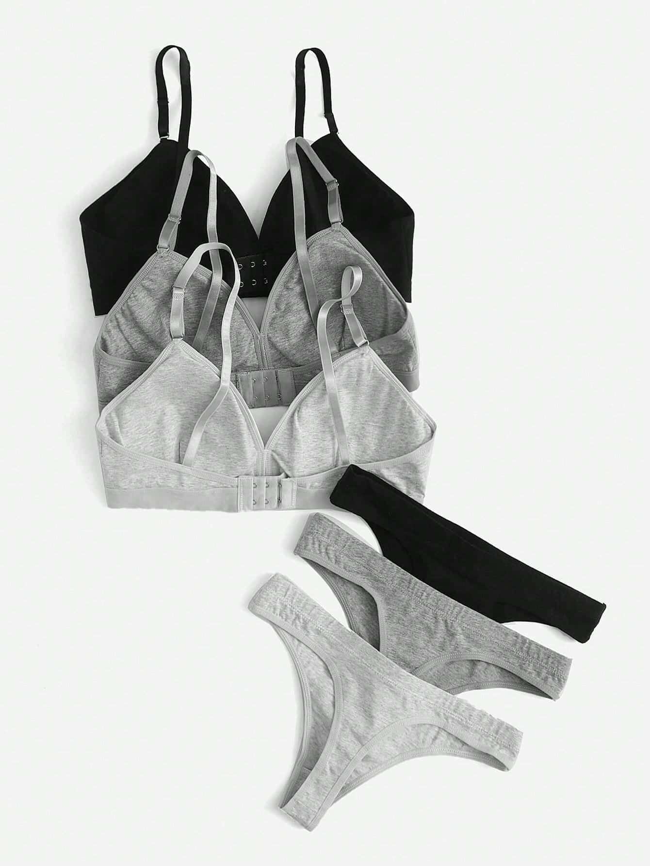 Underwear&amp;Sleepwear Basics 3packs Solid Lingerie Set