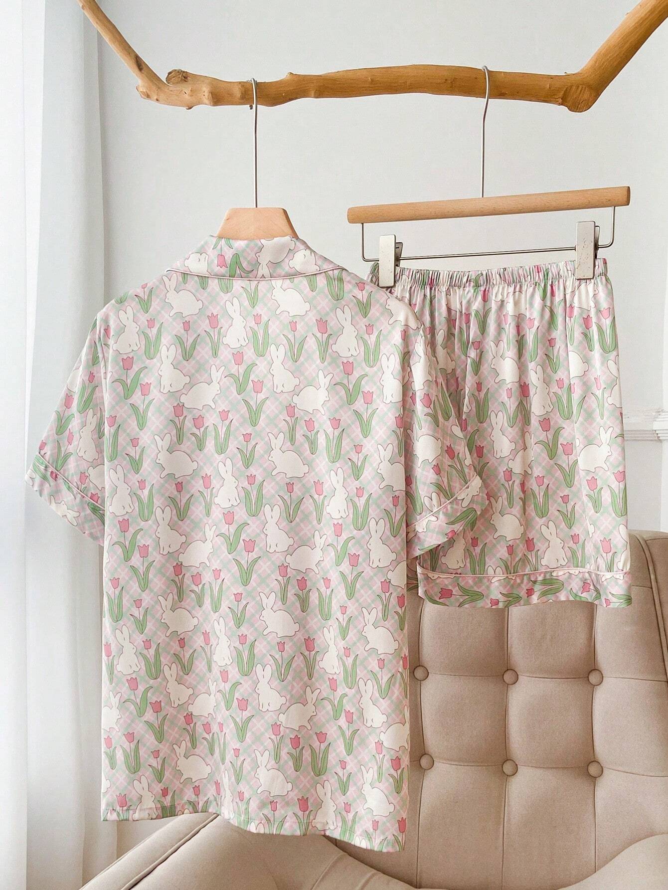 Women's Short Sleeve Ice Silk Premium Homewear Set