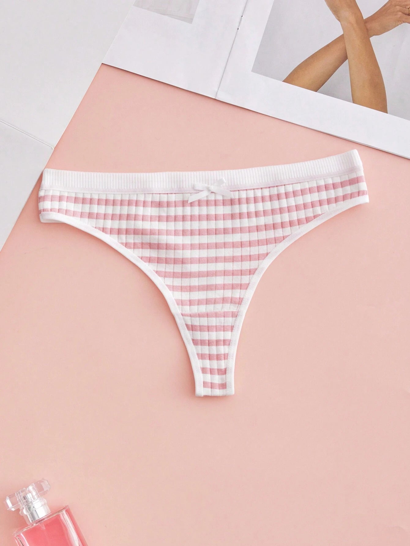5PCS Sexy Underwear Printed Cute Thong Bow