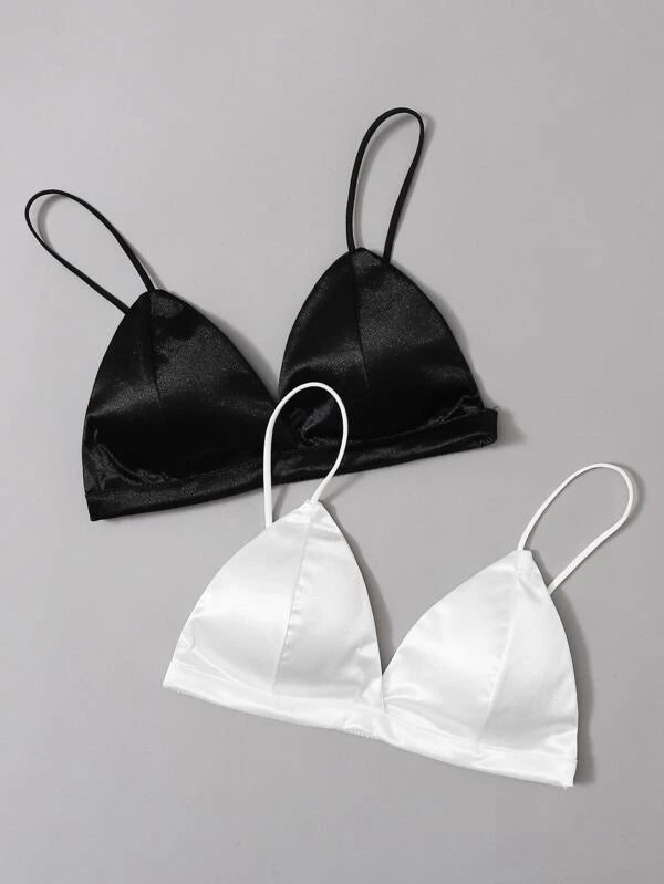 2pack Satin Triangle Bra Set