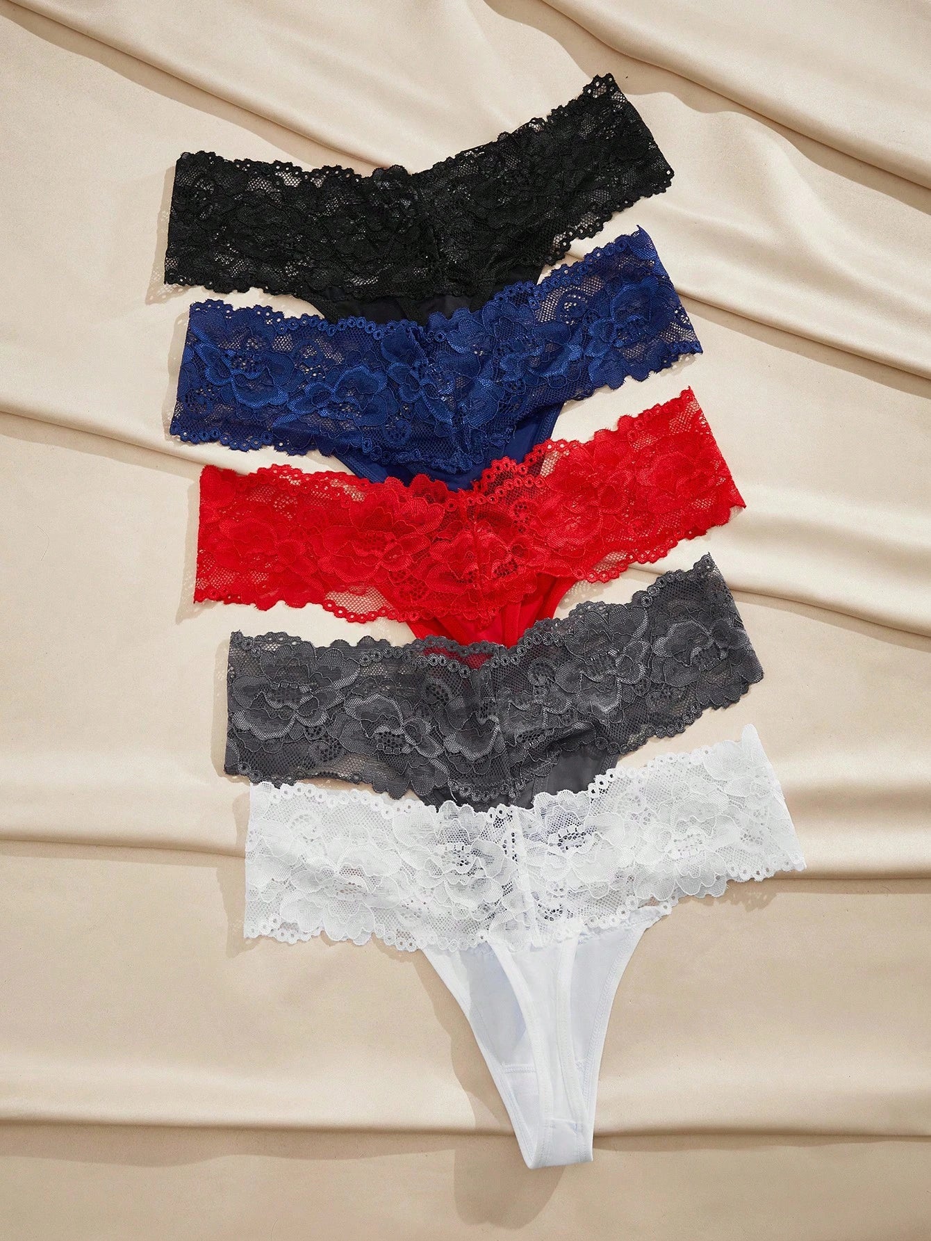 5pack Contrast Lace Thong Multicolor 6