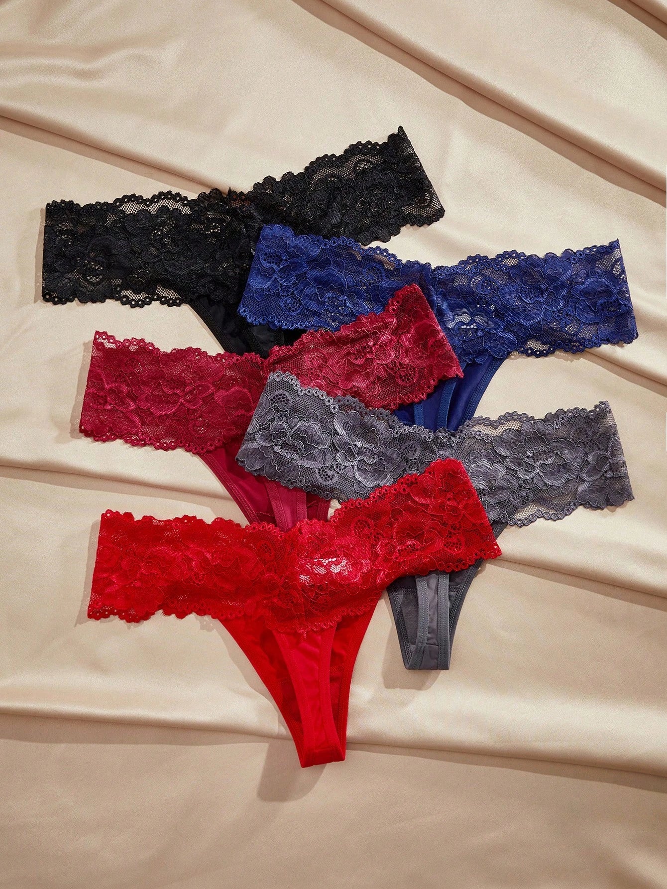5pack Contrast Lace Thong Multicolor 7
