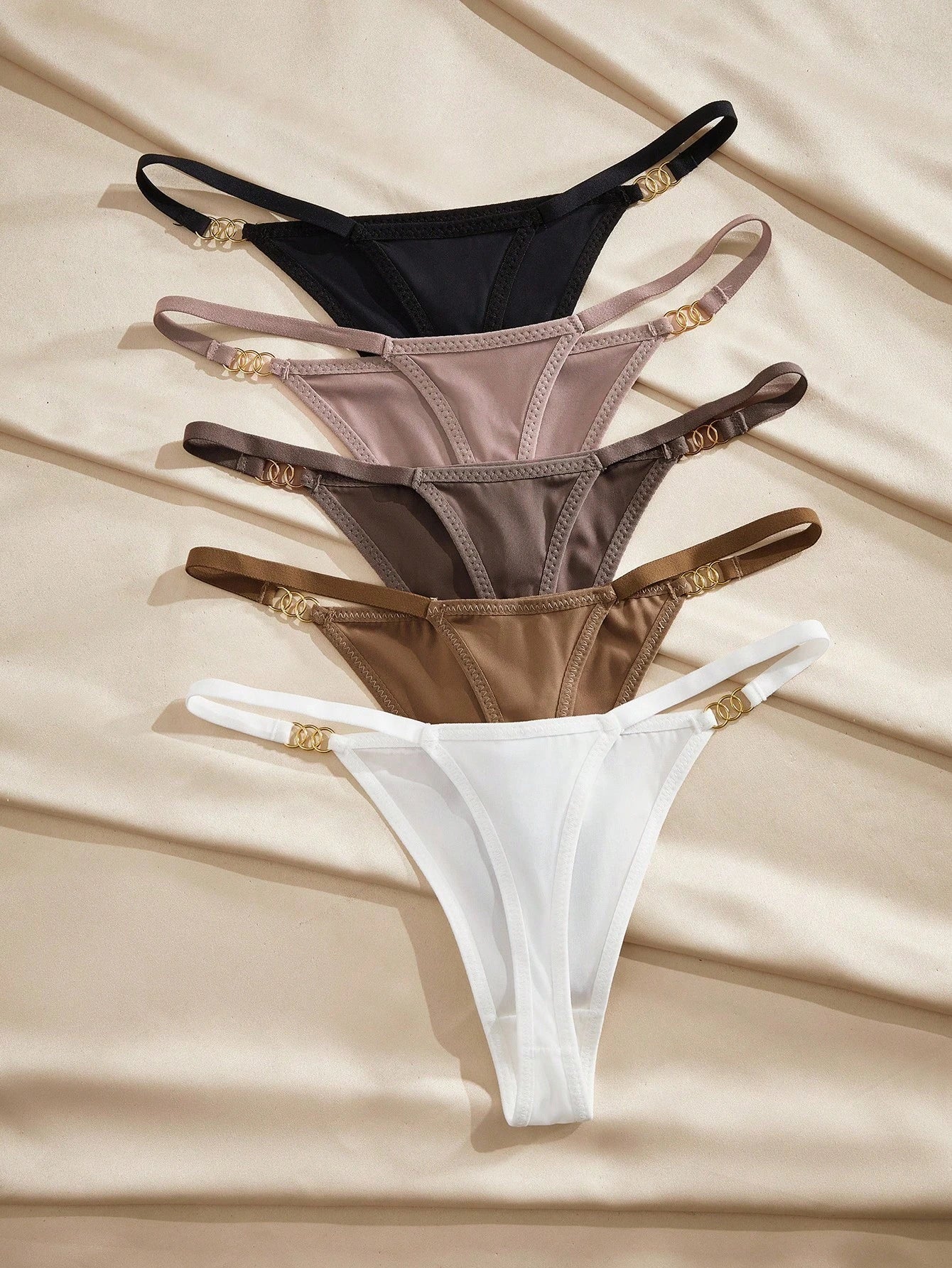 5pcs/Pack Women's Fashionable Sexy Low-Waist Thong Panties