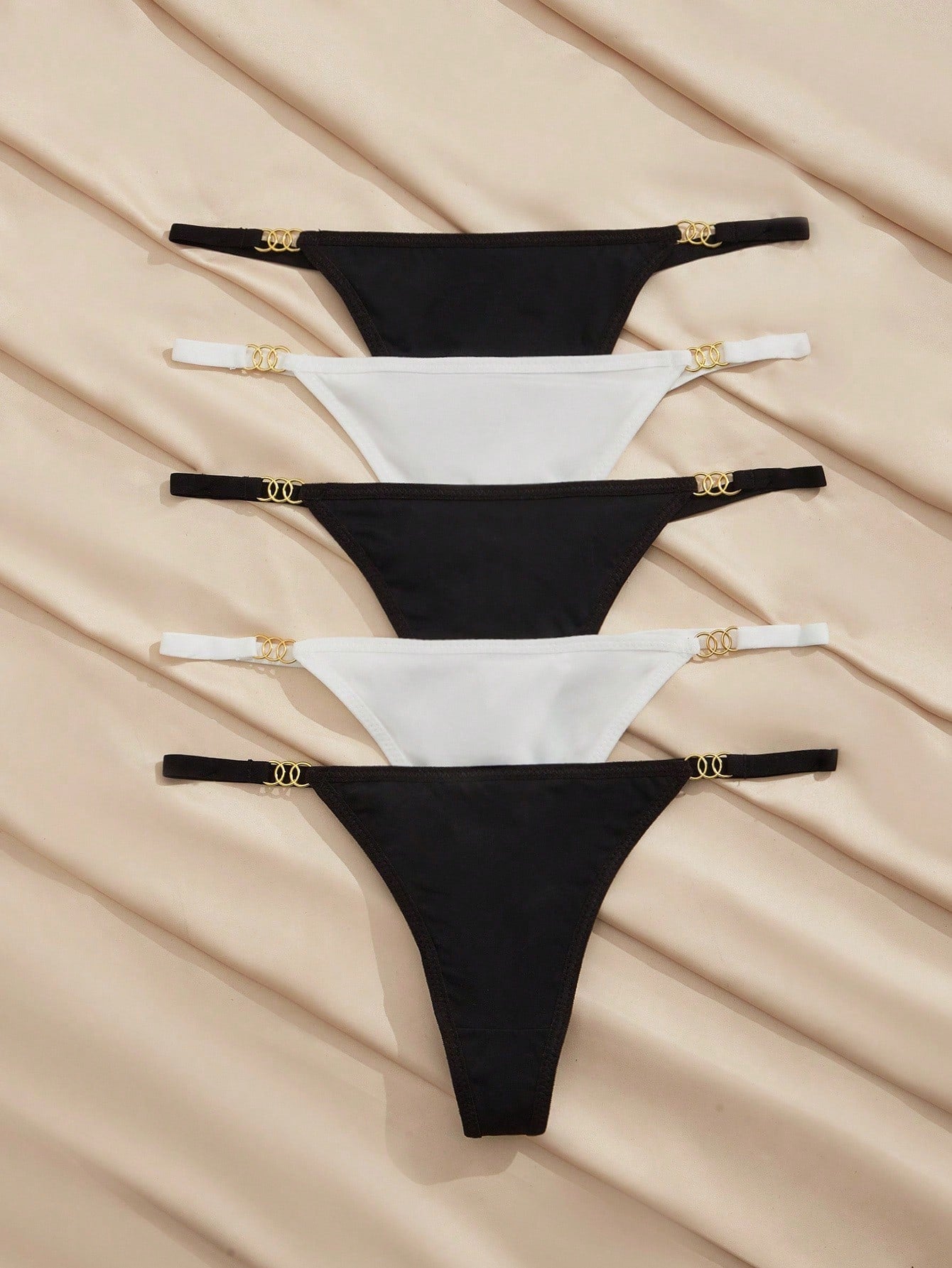 5pcs/Pack Women's Fashionable Sexy Low-Waist Thong Panties Multicolor 4