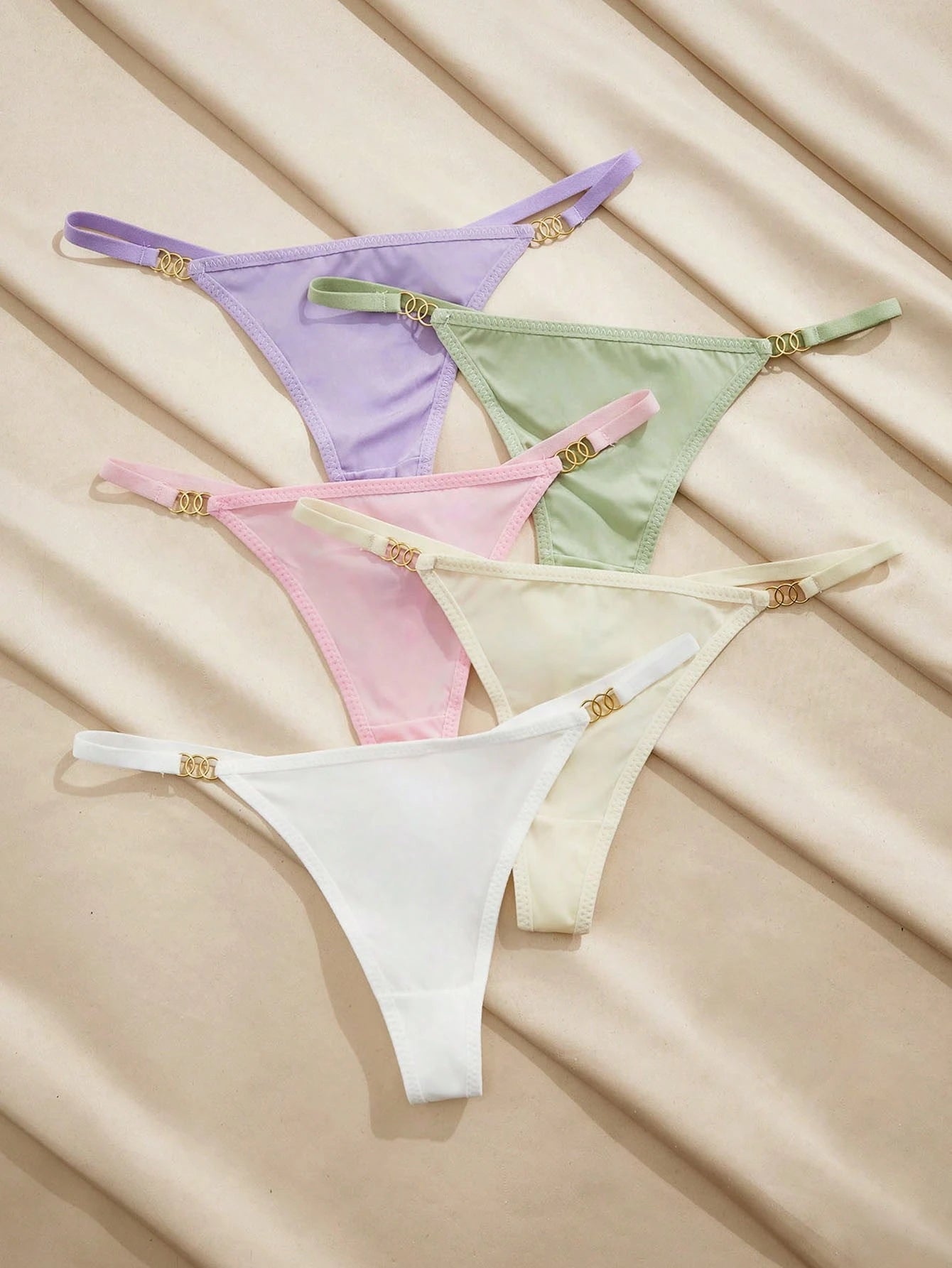 5pcs/Pack Women's Fashionable Sexy Low-Waist Thong Panties Multicolor 6
