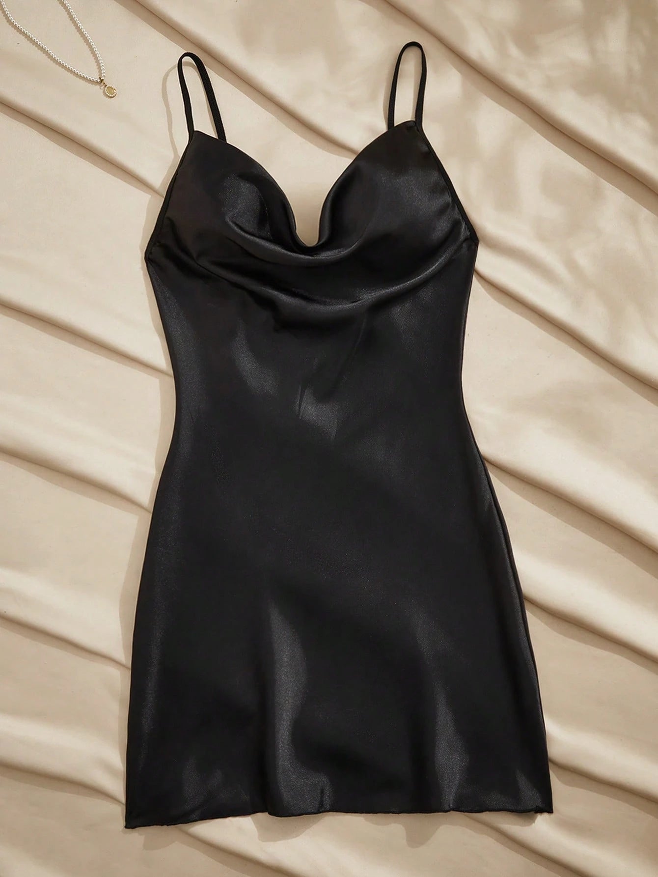 Women's Solid Color Plunging Neck Elegant Camisole Nightgown