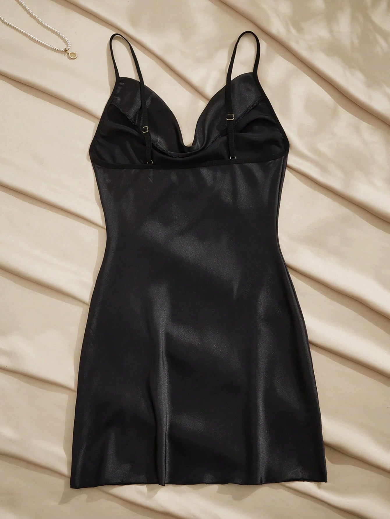 Women's Solid Color Plunging Neck Elegant Camisole Nightgown