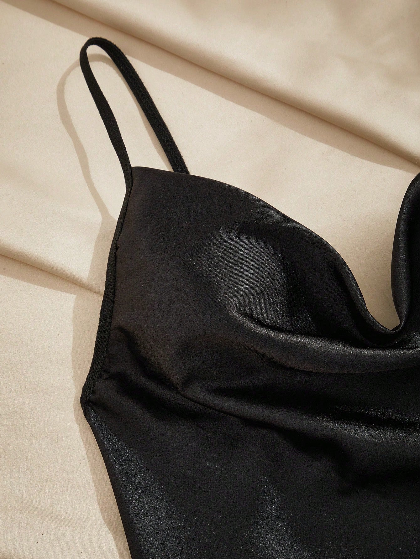 Women's Solid Color Plunging Neck Elegant Camisole Nightgown