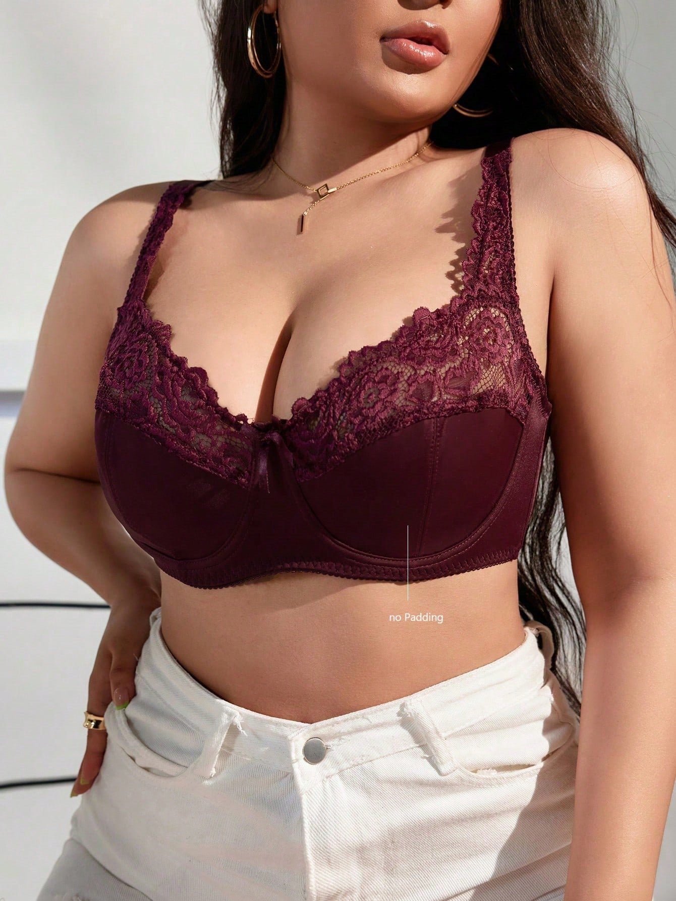 Comfortable And Elegant Plus Size Lace Splice Bralette