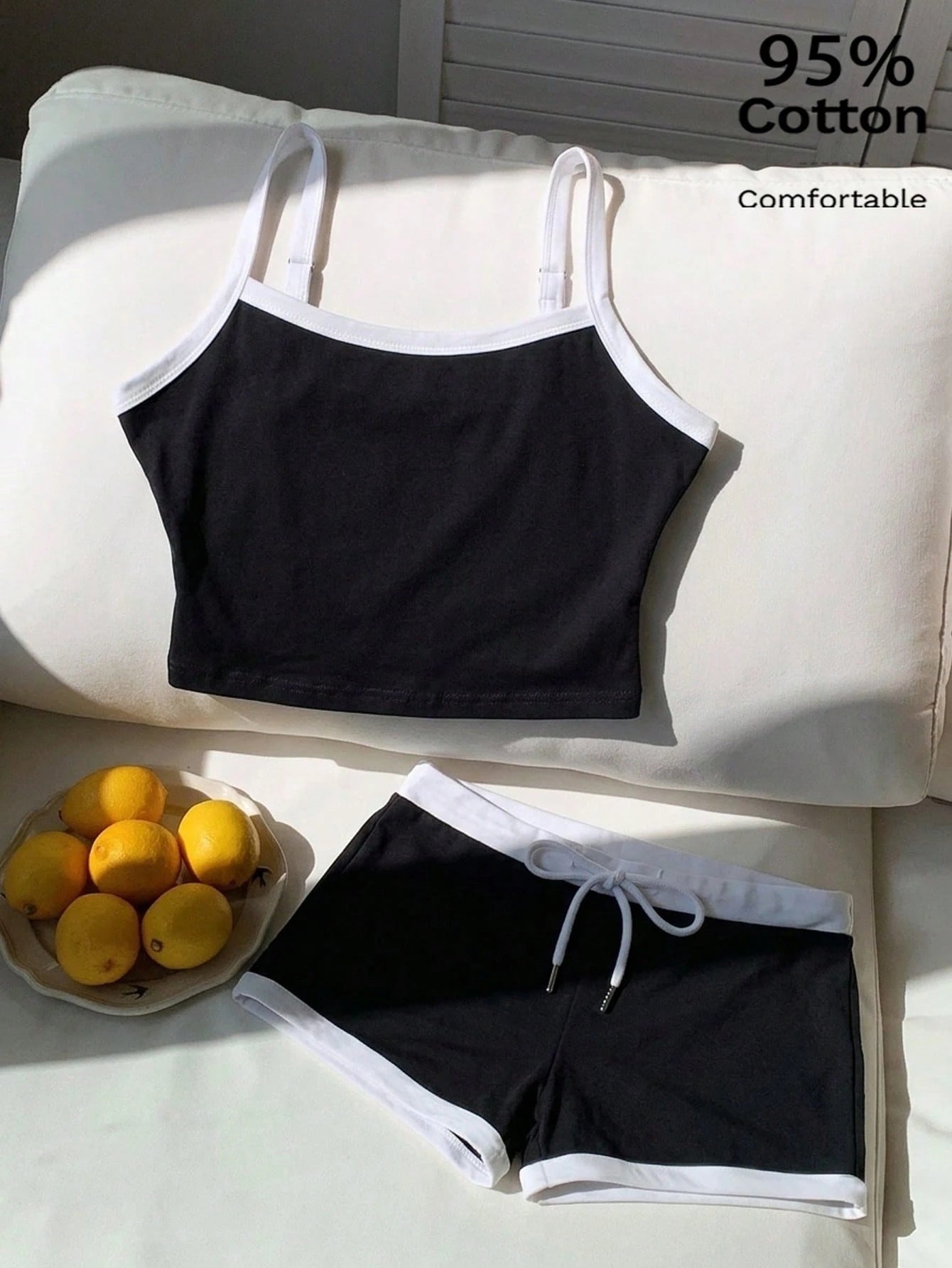 Comfortcana Brazil Flag & Letter Print Cropped Camisole Top And Shorts