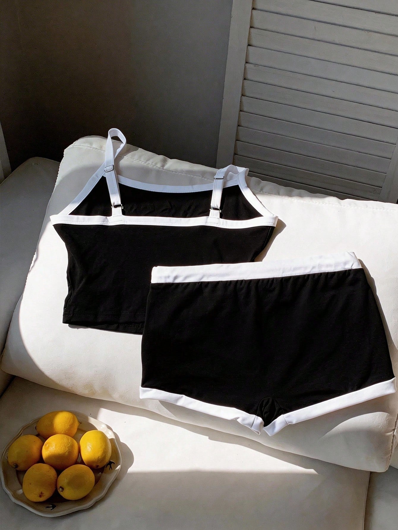 Comfortcana Brazil Flag & Letter Print Cropped Camisole Top And Shorts