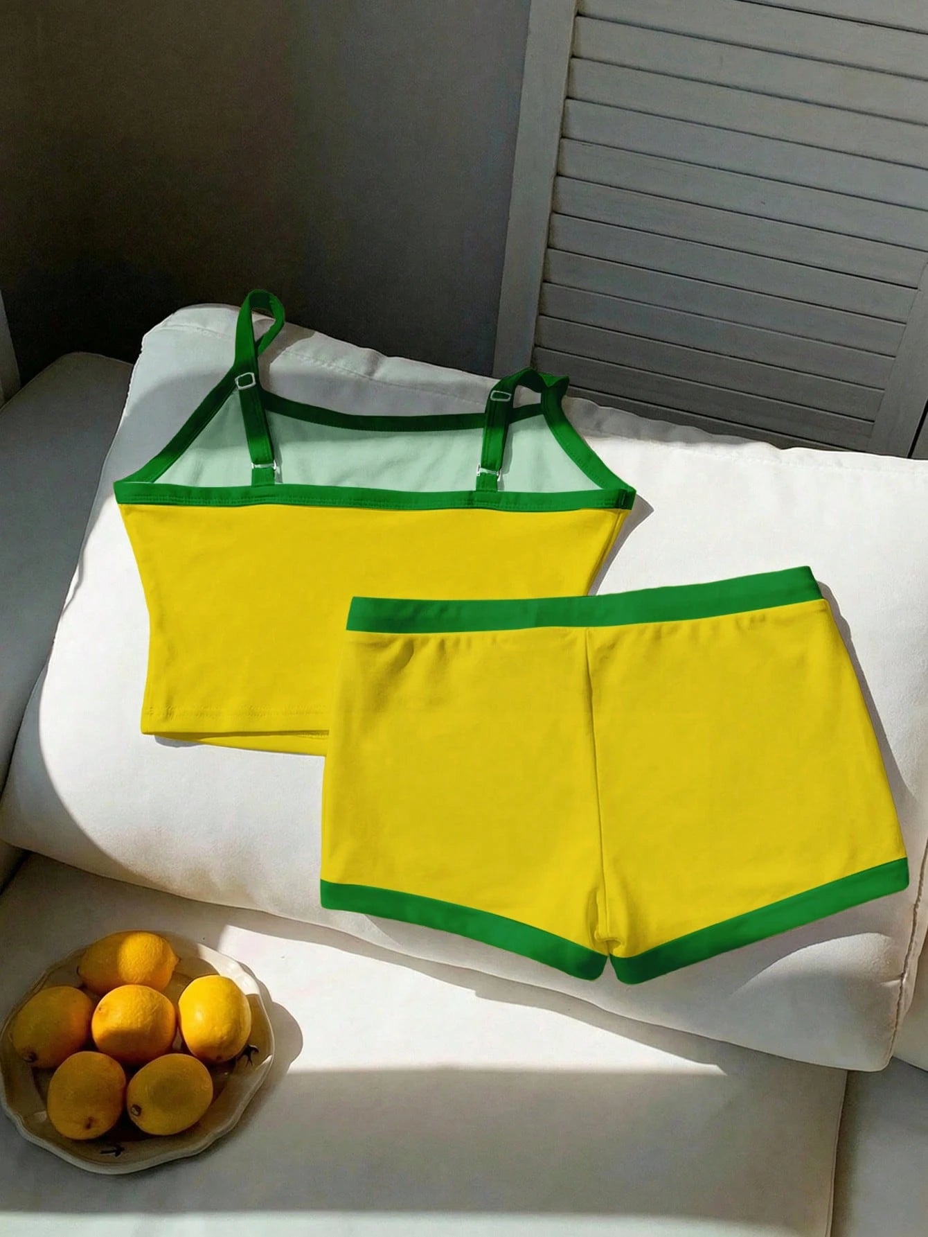 Comfortcana Brazil Flag & Letter Print Cropped Camisole Top And Shorts