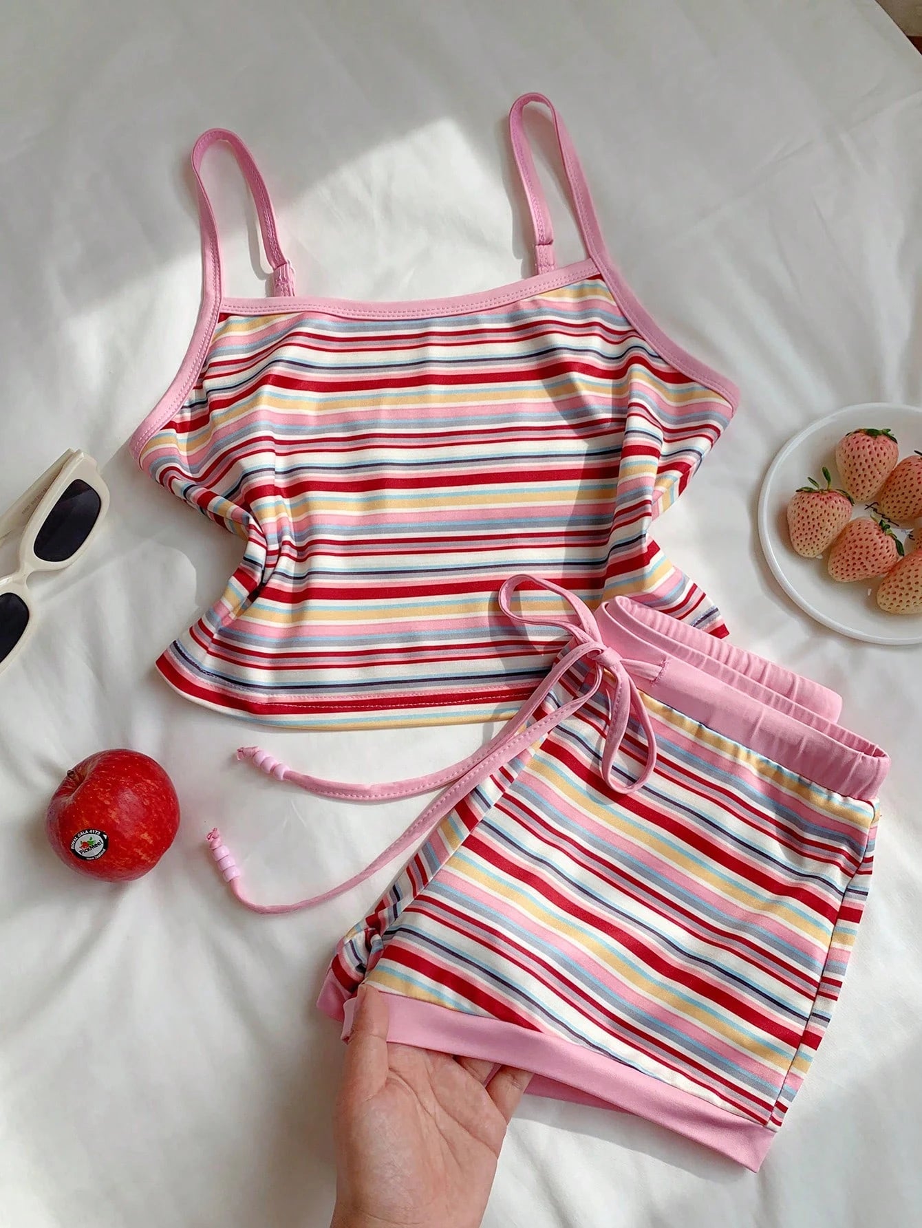 Comfortcana Brazil Flag & Letter Print Cropped Camisole Top And Shorts