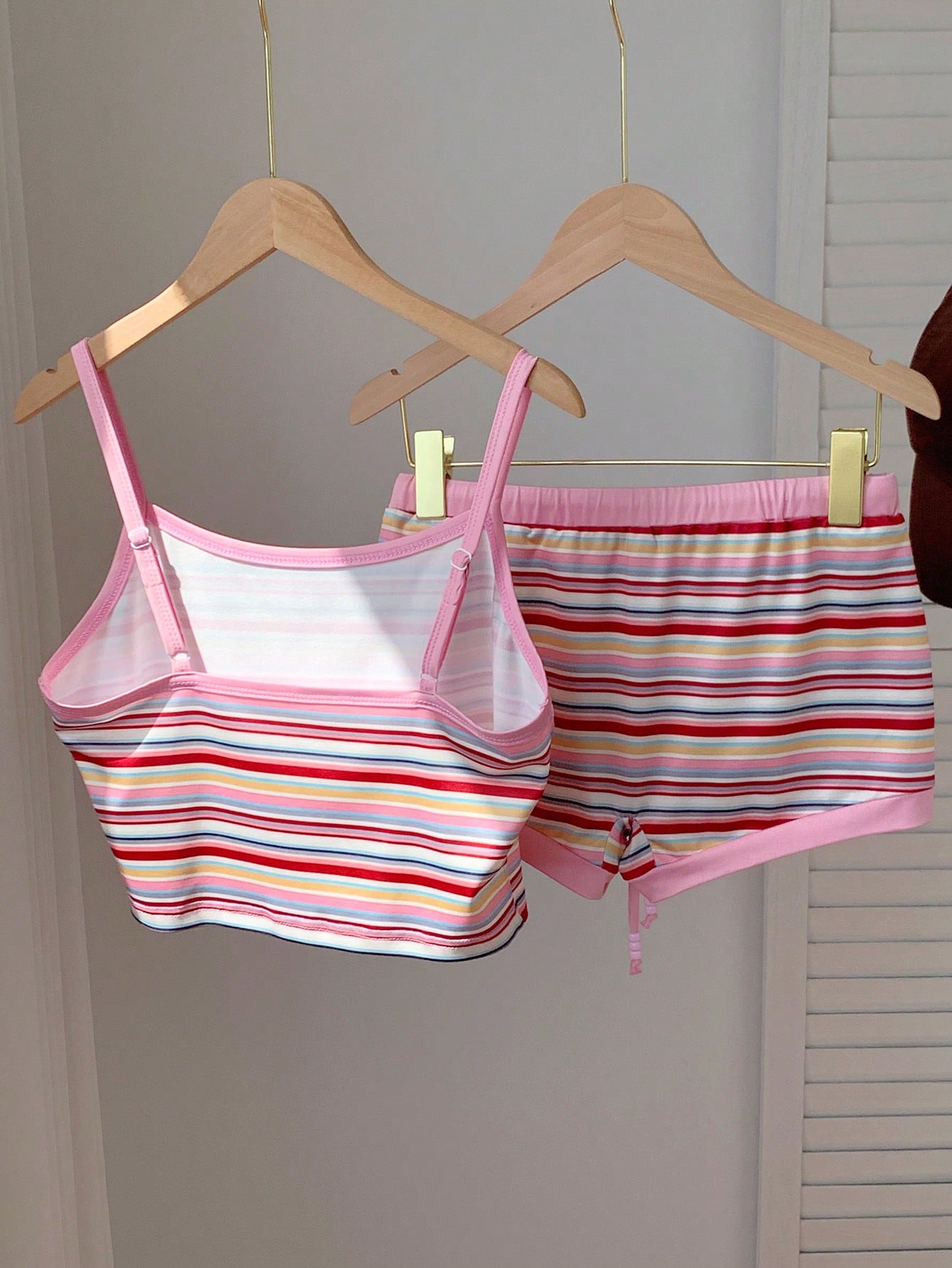 Comfortcana Brazil Flag & Letter Print Cropped Camisole Top And Shorts