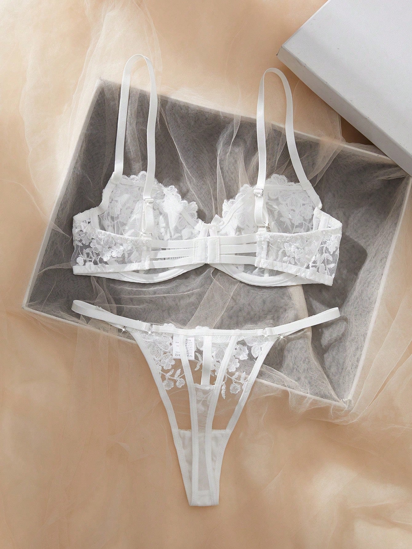 2pcs Mesh Embroidery Women's Lingerie Set