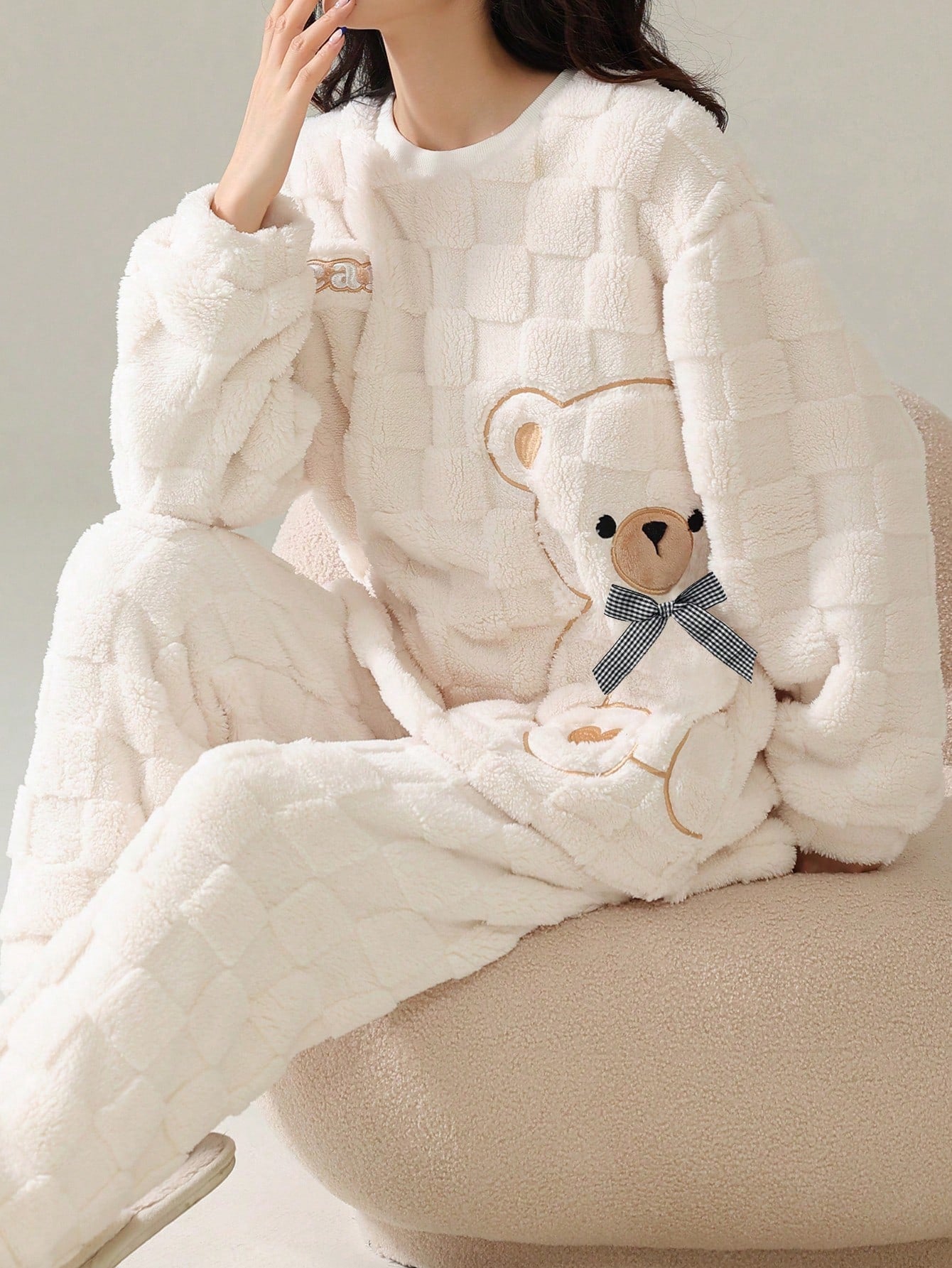 Cute Striped Fluffy Pajamas