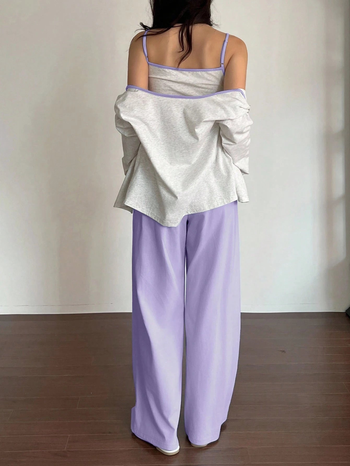 Contrast Color Cute Rabbit Pattern Cami Top & Coat And Solid Color Pants