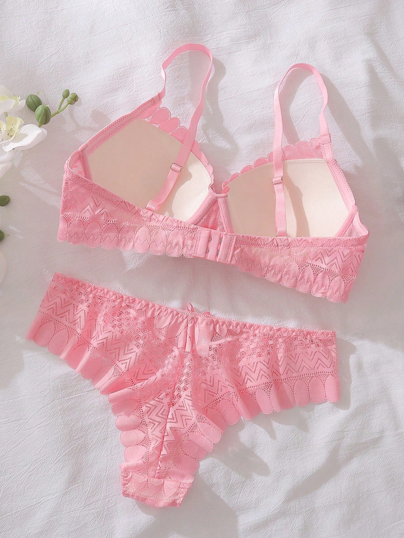Women's Lace Bow Decor Sexy Lingerie Set