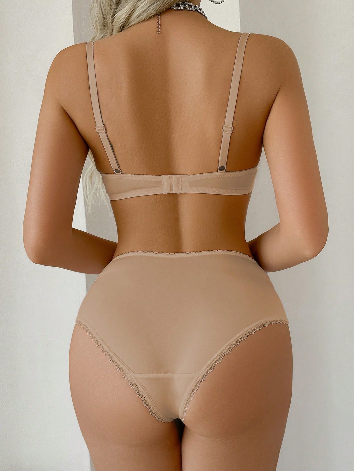 Women Lace Patchwork Padded Bra Set