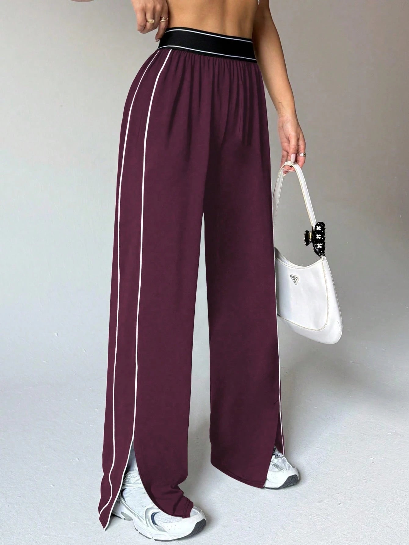 Women's Loose Fit Straight Leg Sweatpants With Pockets Bold Plum
