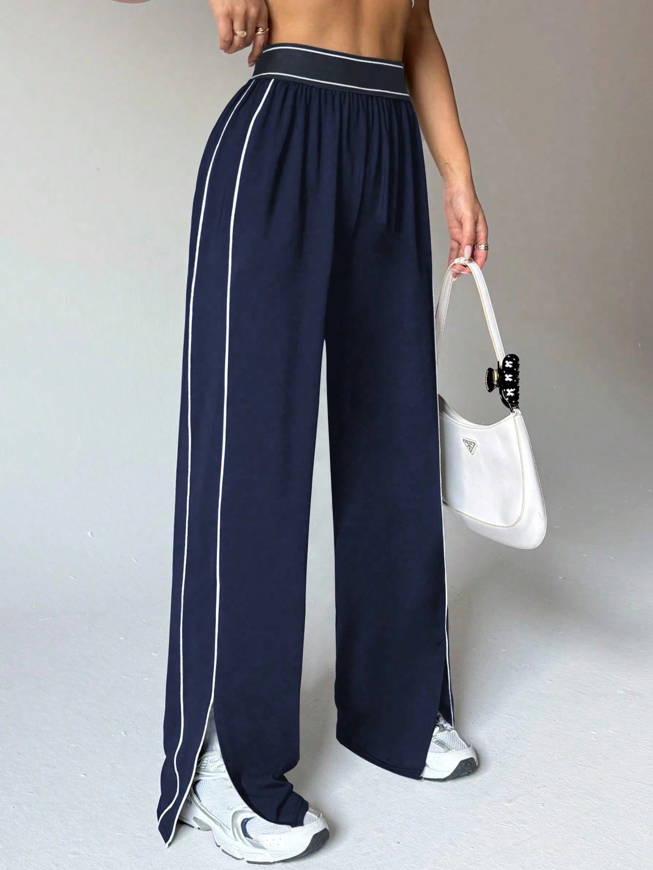 Women's Loose Fit Straight Leg Sweatpants With Pockets Navy Blue
