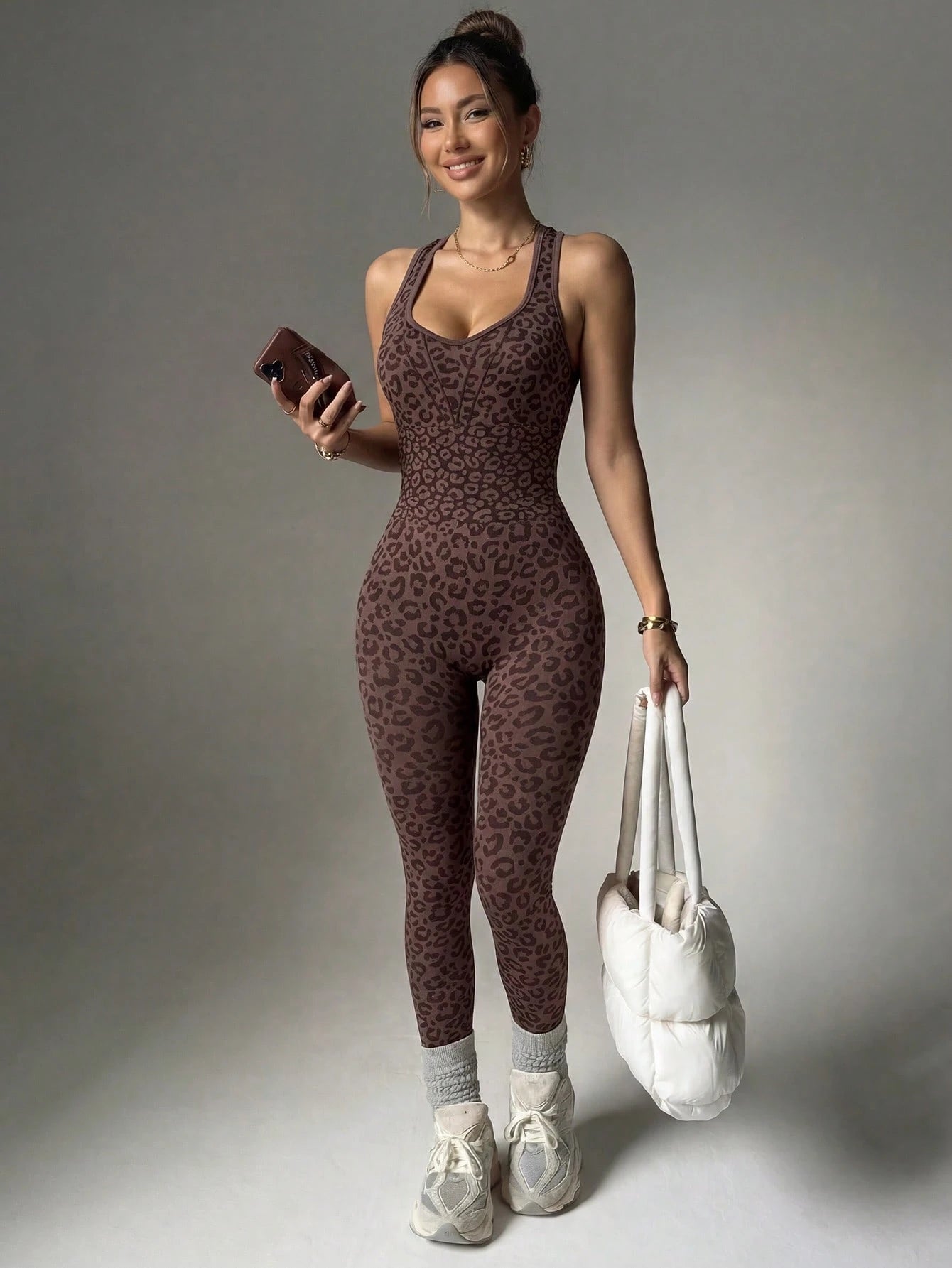 Contrast Trim Backless Halter Jumpsuit