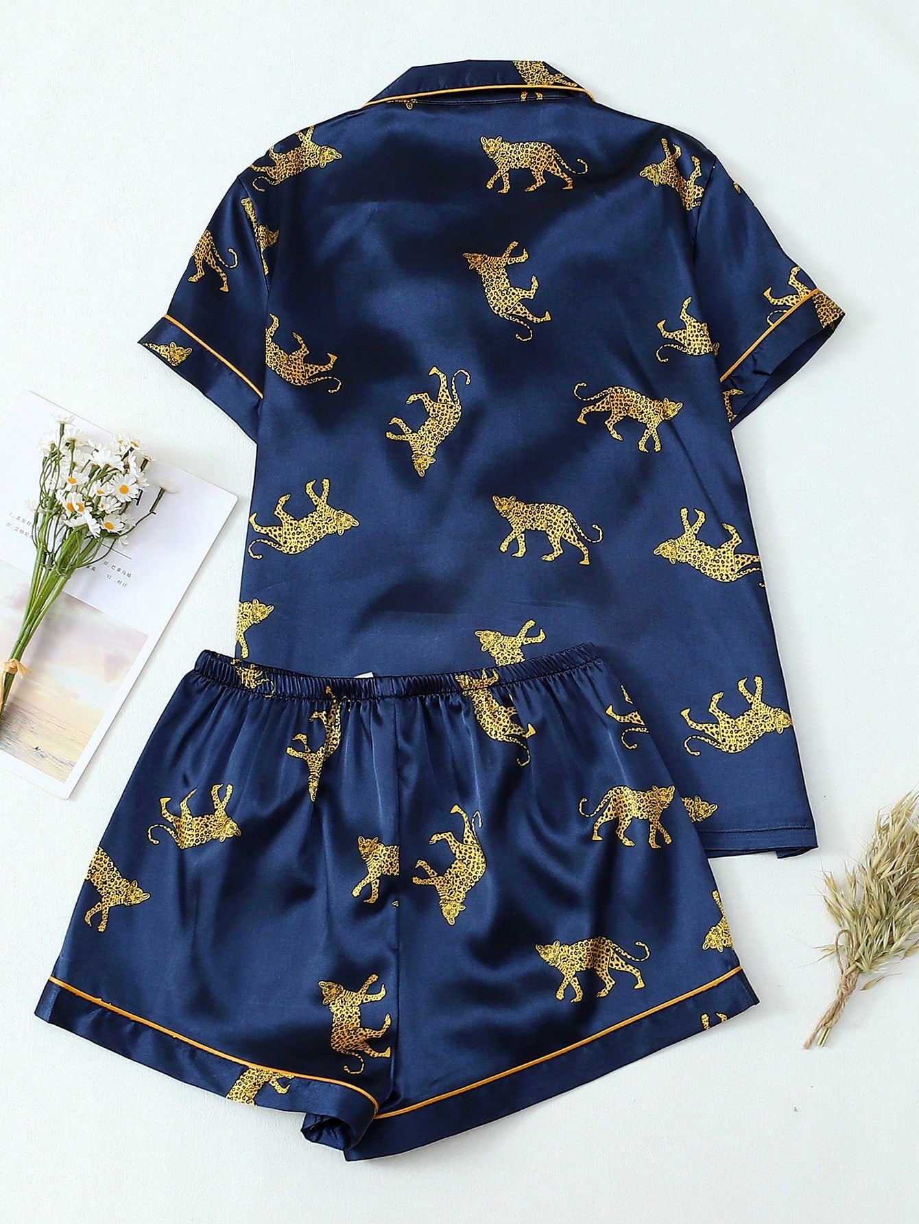 2pcs Satin Pajamas Set