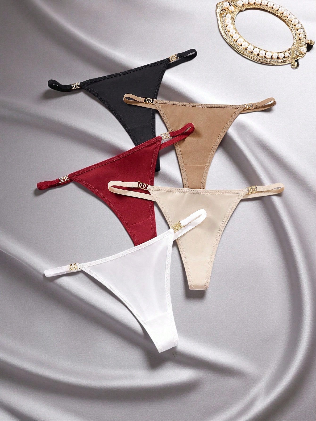 5pcs/Pack Women's Fashionable Sexy Low-Waist Thong Panties Multicolor 5