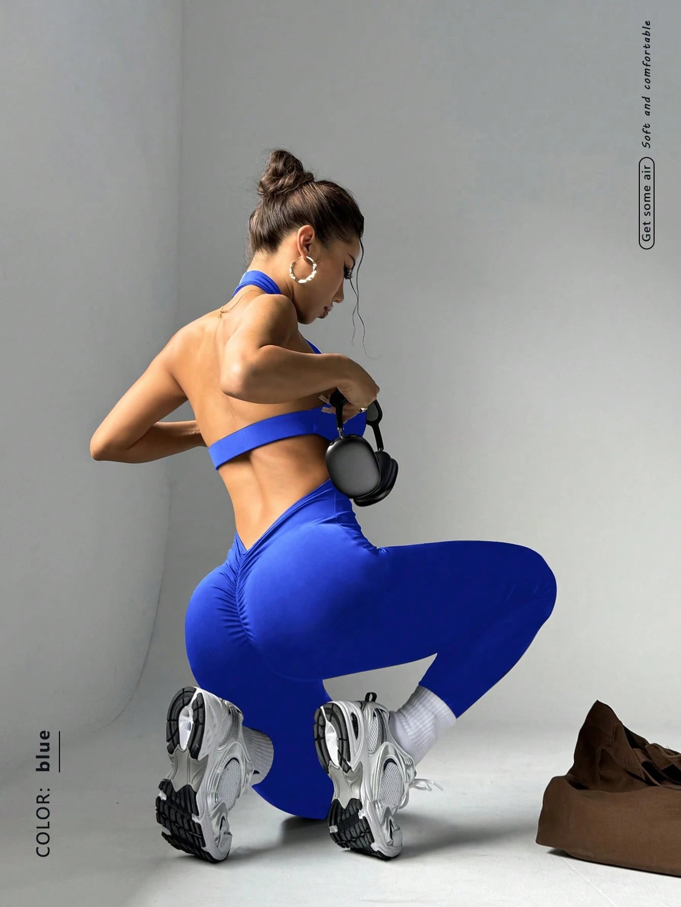 Elegant High-Waisted Street Vintage Casual Cycling Slim-Fit Training Fashionable Yoga Jumpsuit