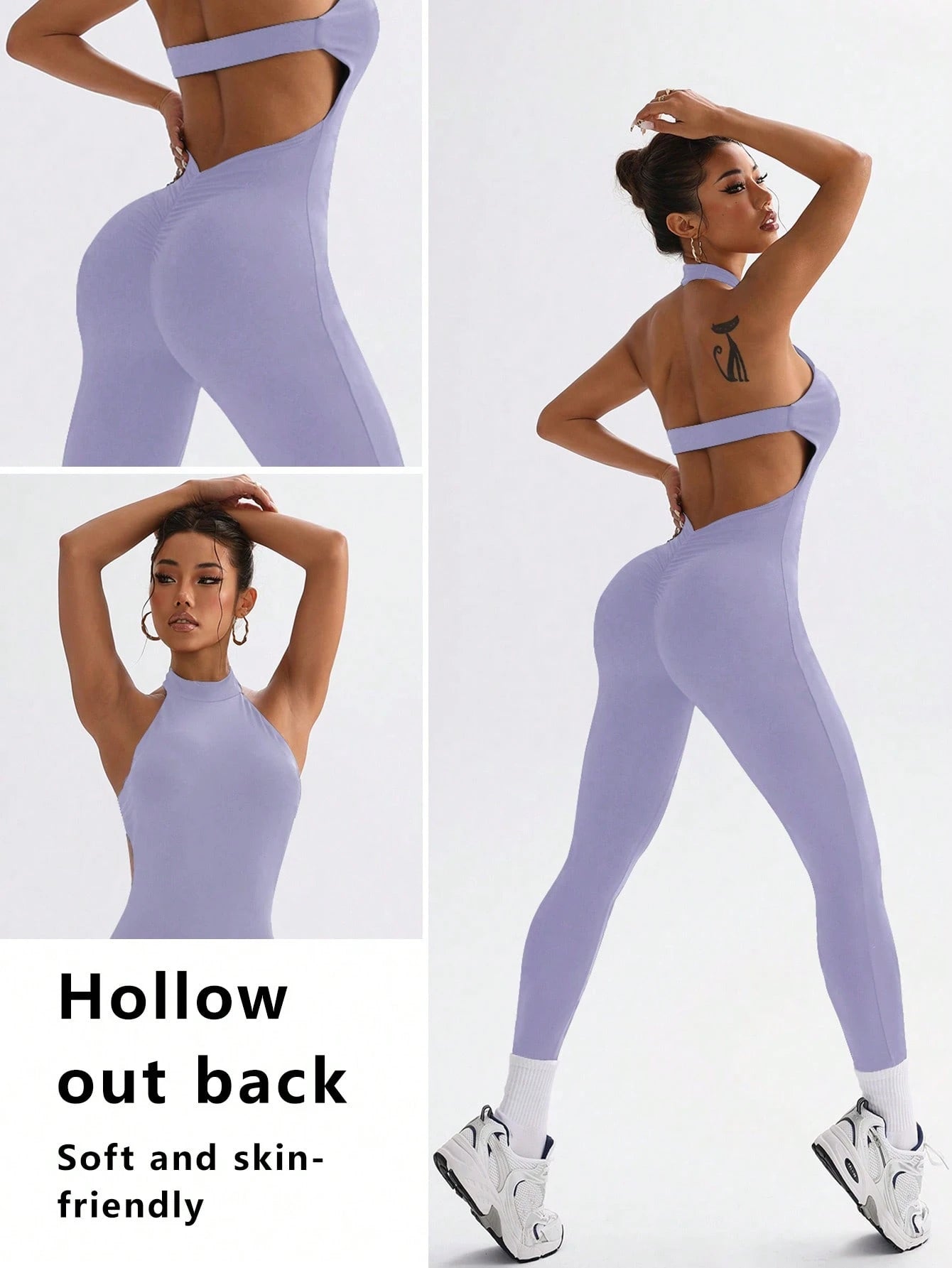 Elegant High-Waisted Street Vintage Casual Cycling Slim-Fit Training Fashionable Yoga Jumpsuit