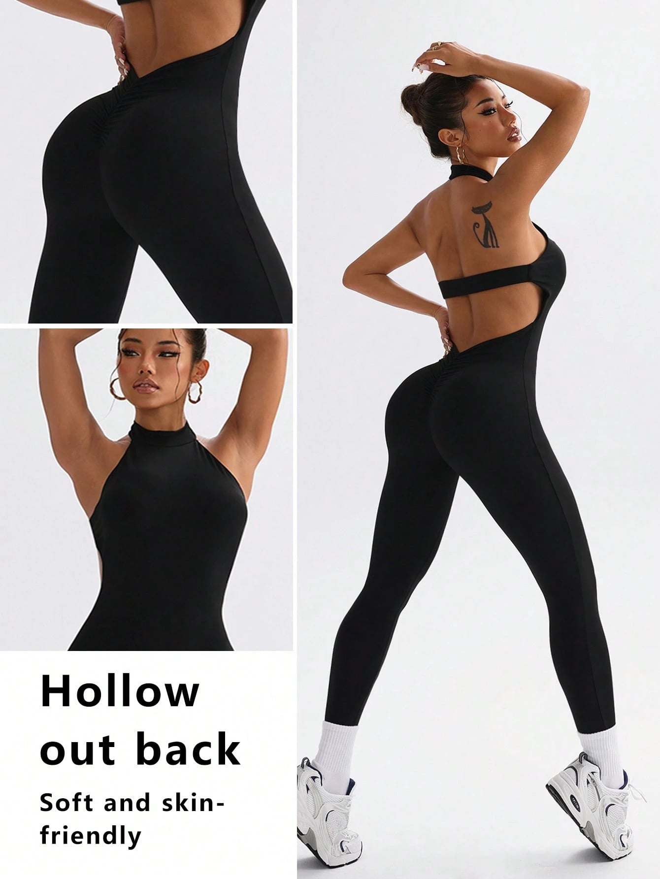 Elegant High-Waisted Street Vintage Casual Cycling Slim-Fit Training Fashionable Yoga Jumpsuit