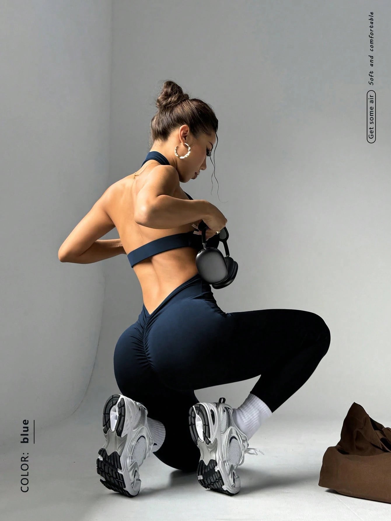 Elegant High-Waisted Street Vintage Casual Cycling Slim-Fit Training Fashionable Yoga Jumpsuit